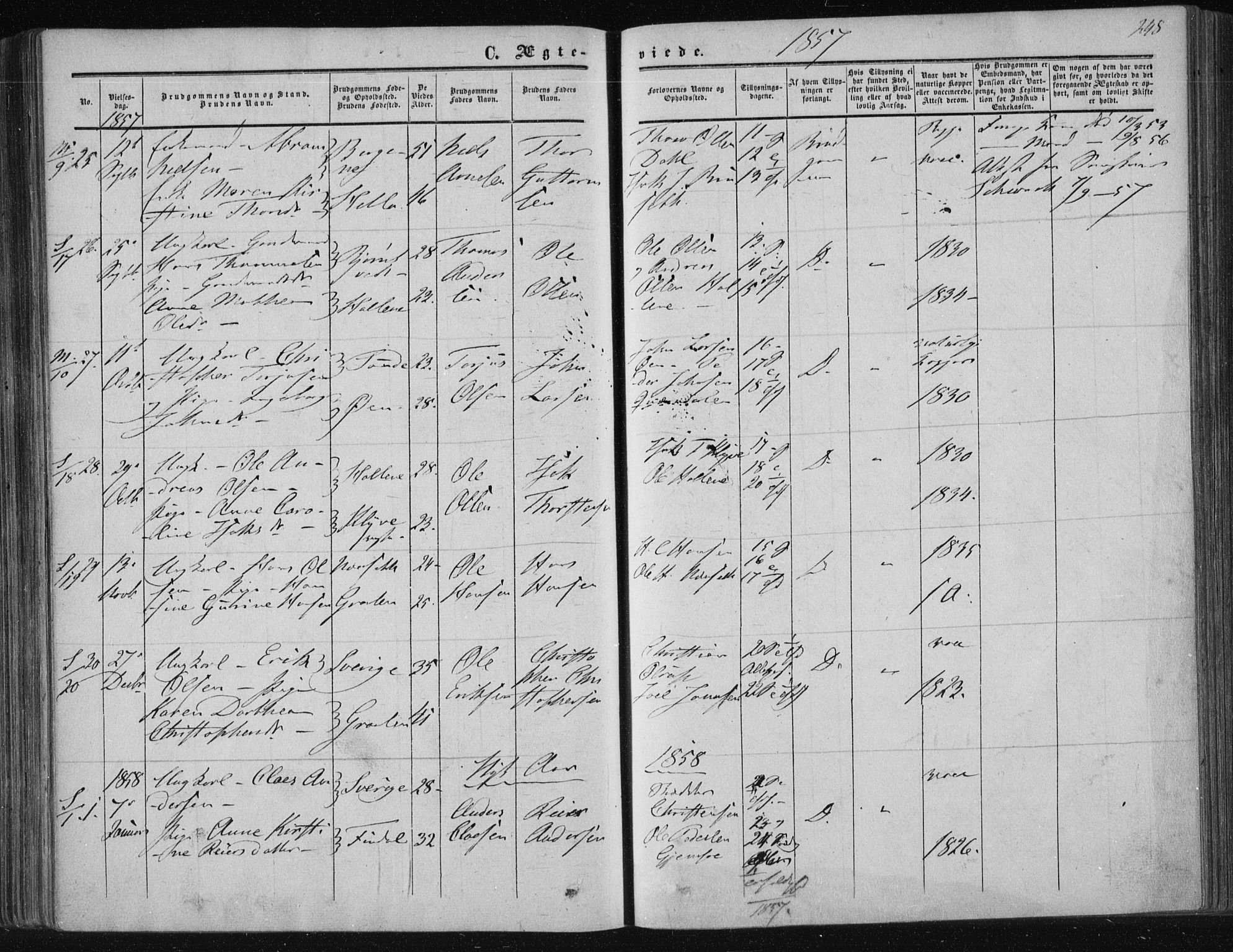 Solum kirkebøker, SAKO/A-306/F/Fa/L0007: Parish register (official) no. I 7, 1856-1864, p. 248