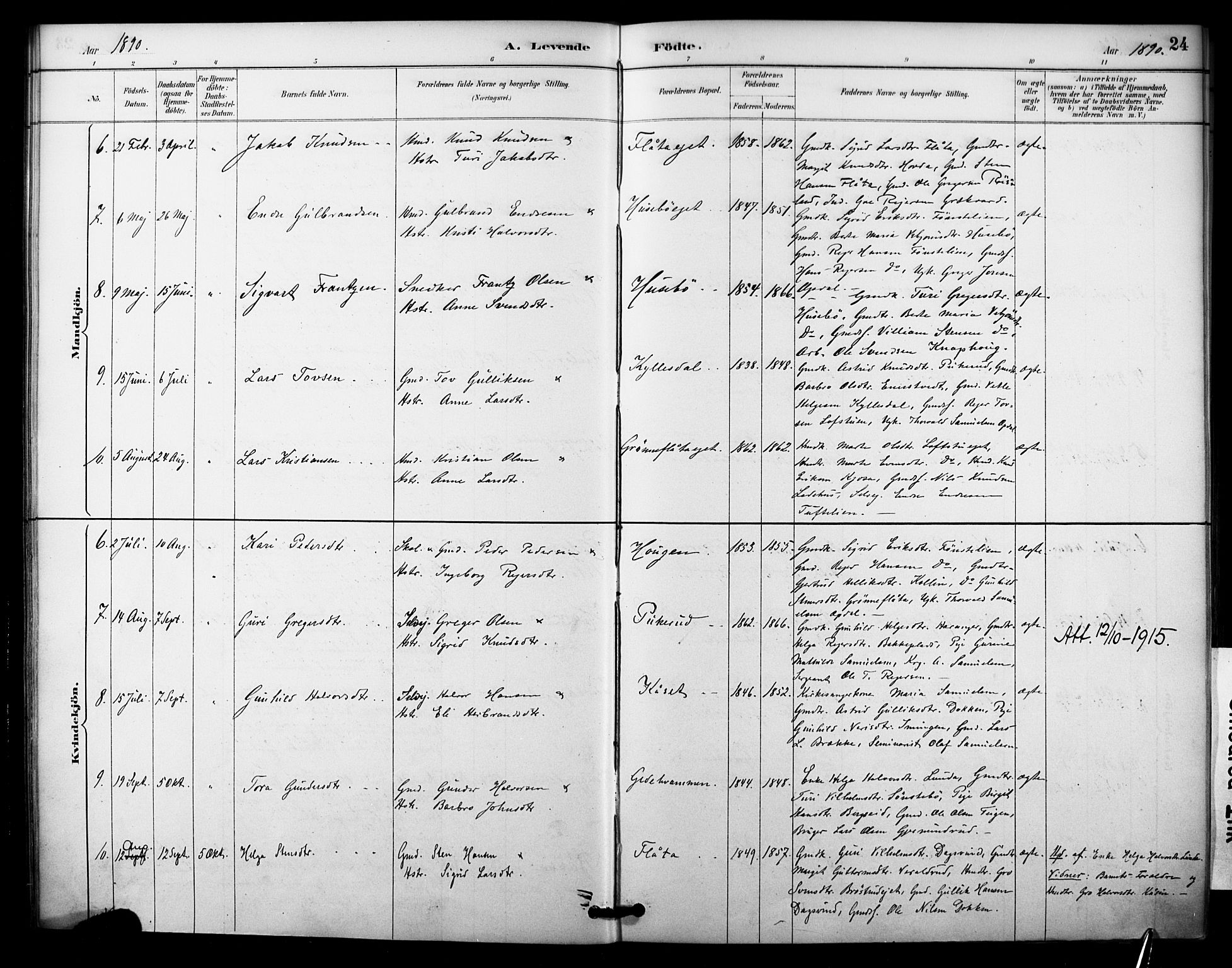 Nore kirkebøker, SAKO/A-238/F/Fc/L0004: Parish register (official) no. III 4, 1885-1898, p. 24