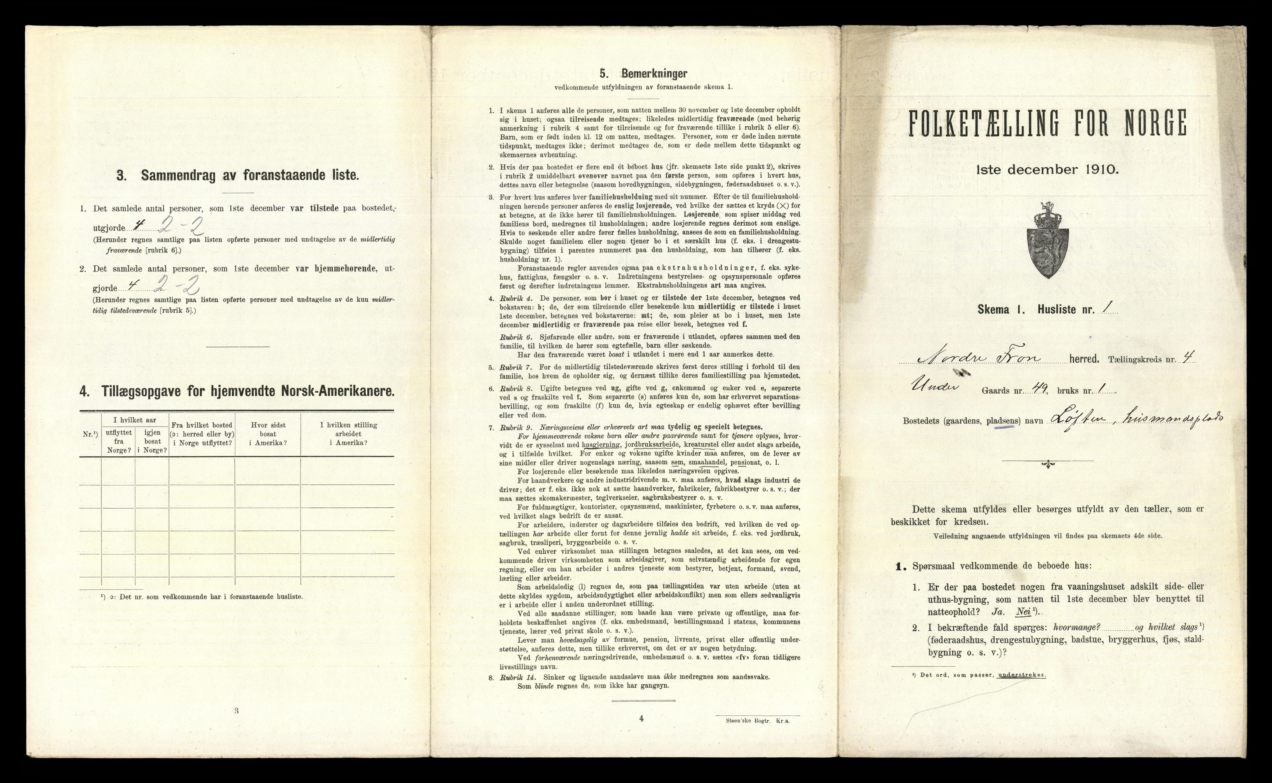 RA, 1910 census for Nord-Fron, 1910, p. 400