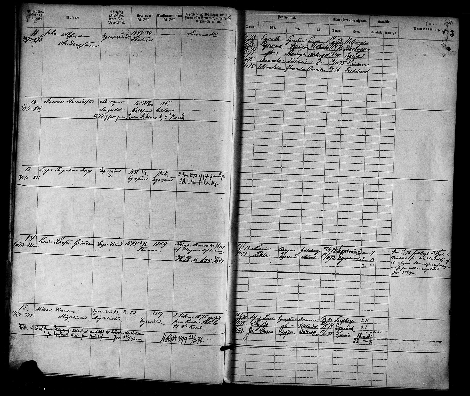 Egersund mønstringskrets, SAK/2031-0019/F/Fa/L0001: Annotasjonsrulle nr 1-1440 med register, O-1, 1869-1895, p. 17