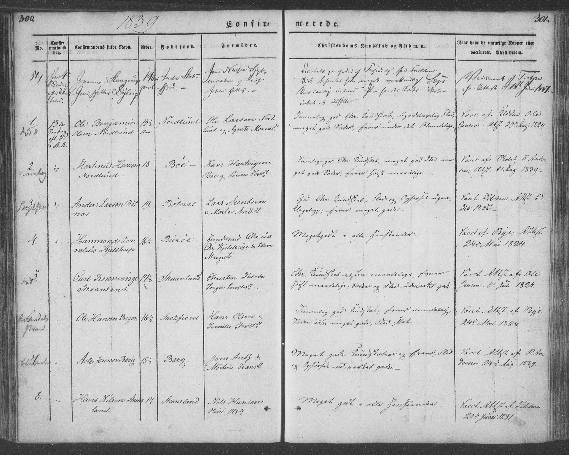 Ministerialprotokoller, klokkerbøker og fødselsregistre - Nordland, AV/SAT-A-1459/855/L0799: Parish register (official) no. 855A07, 1834-1852, p. 300-301