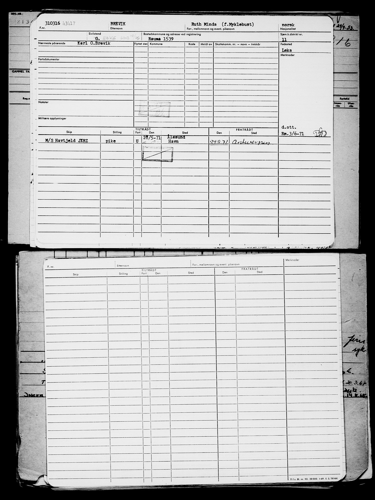 Direktoratet for sjømenn, AV/RA-S-3545/G/Gb/L0137: Hovedkort, 1916, p. 767