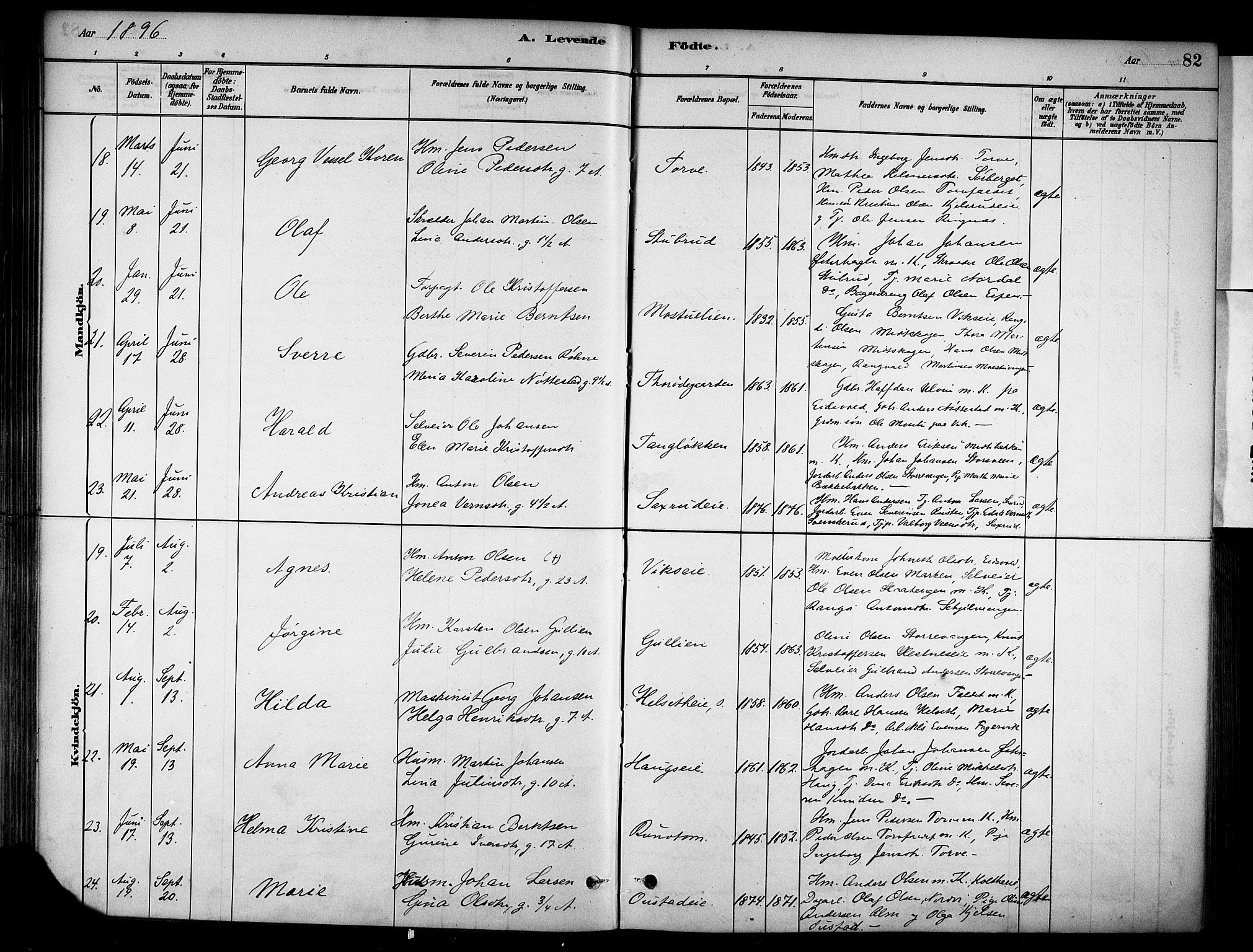 Stange prestekontor, AV/SAH-PREST-002/K/L0018: Parish register (official) no. 18, 1880-1896, p. 82