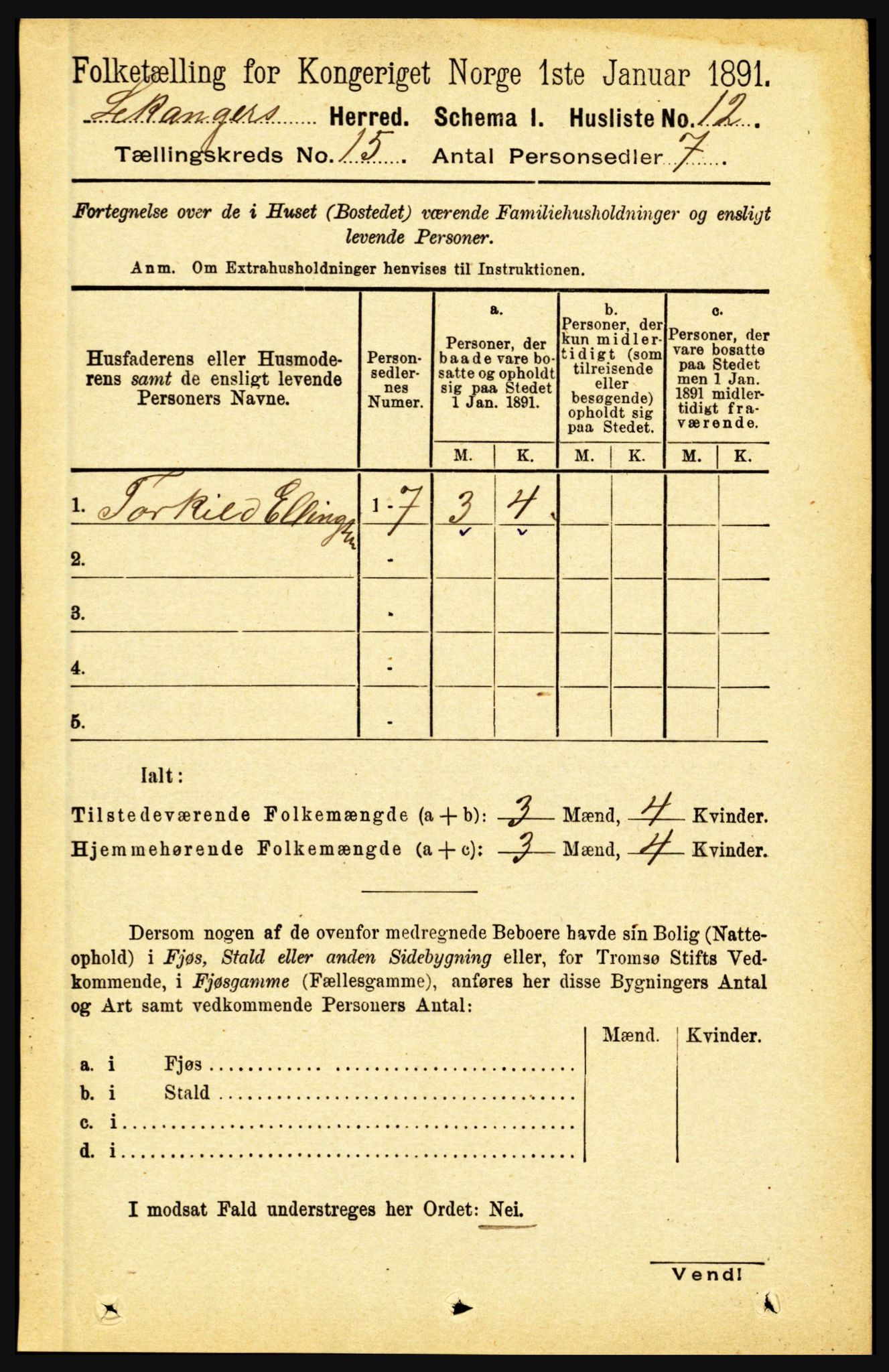 RA, 1891 census for 1419 Leikanger, 1891, p. 2835