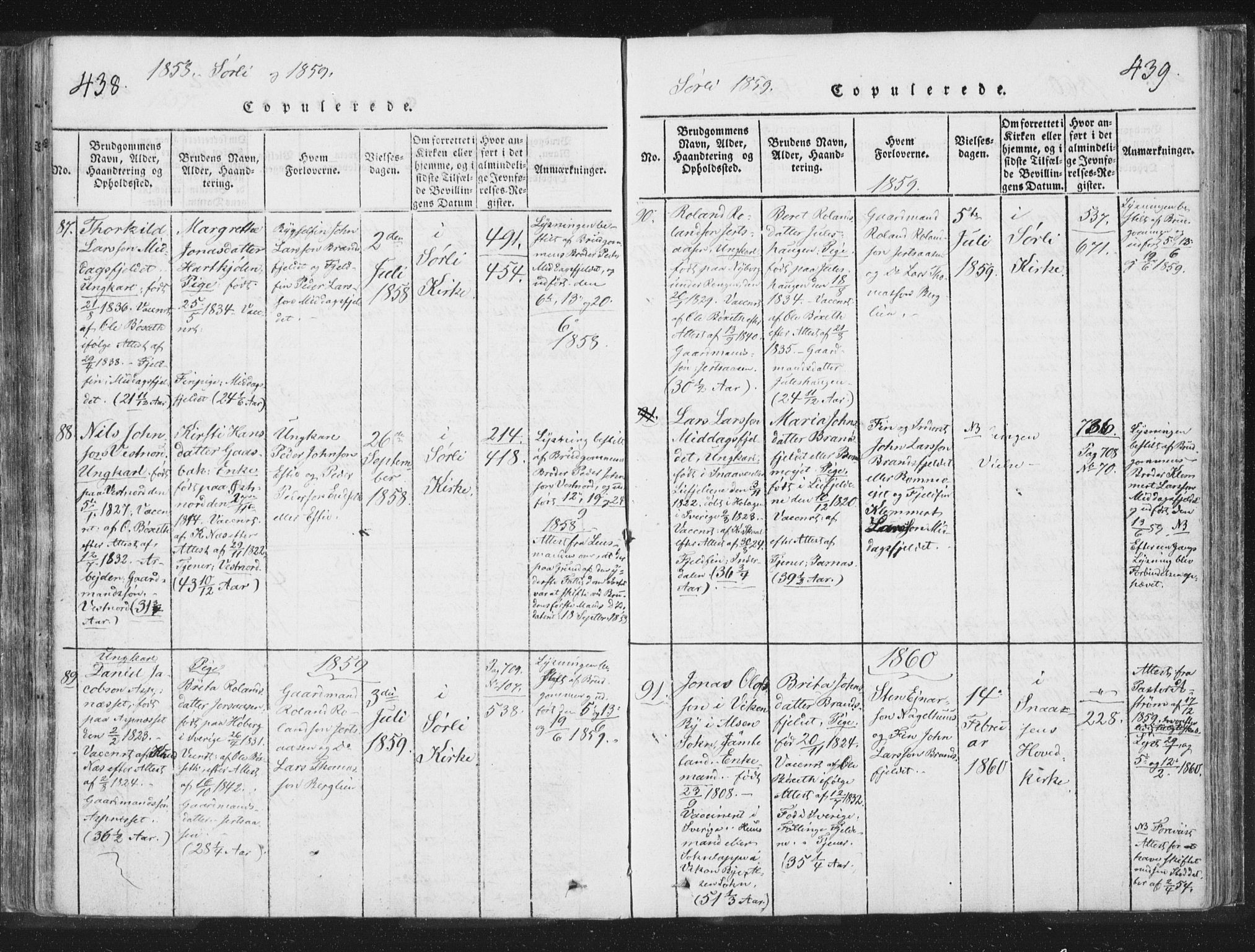 Ministerialprotokoller, klokkerbøker og fødselsregistre - Nord-Trøndelag, SAT/A-1458/755/L0491: Parish register (official) no. 755A01 /2, 1817-1864, p. 438-439