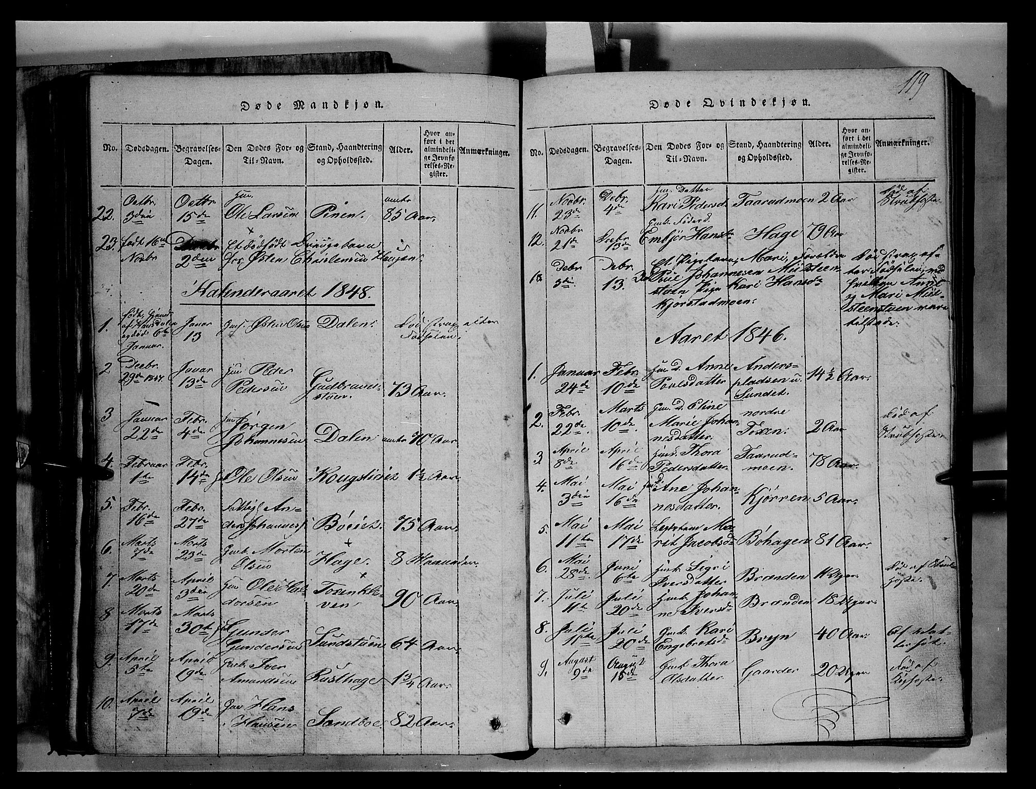Fron prestekontor, SAH/PREST-078/H/Ha/Hab/L0004: Parish register (copy) no. 4, 1816-1850, p. 119