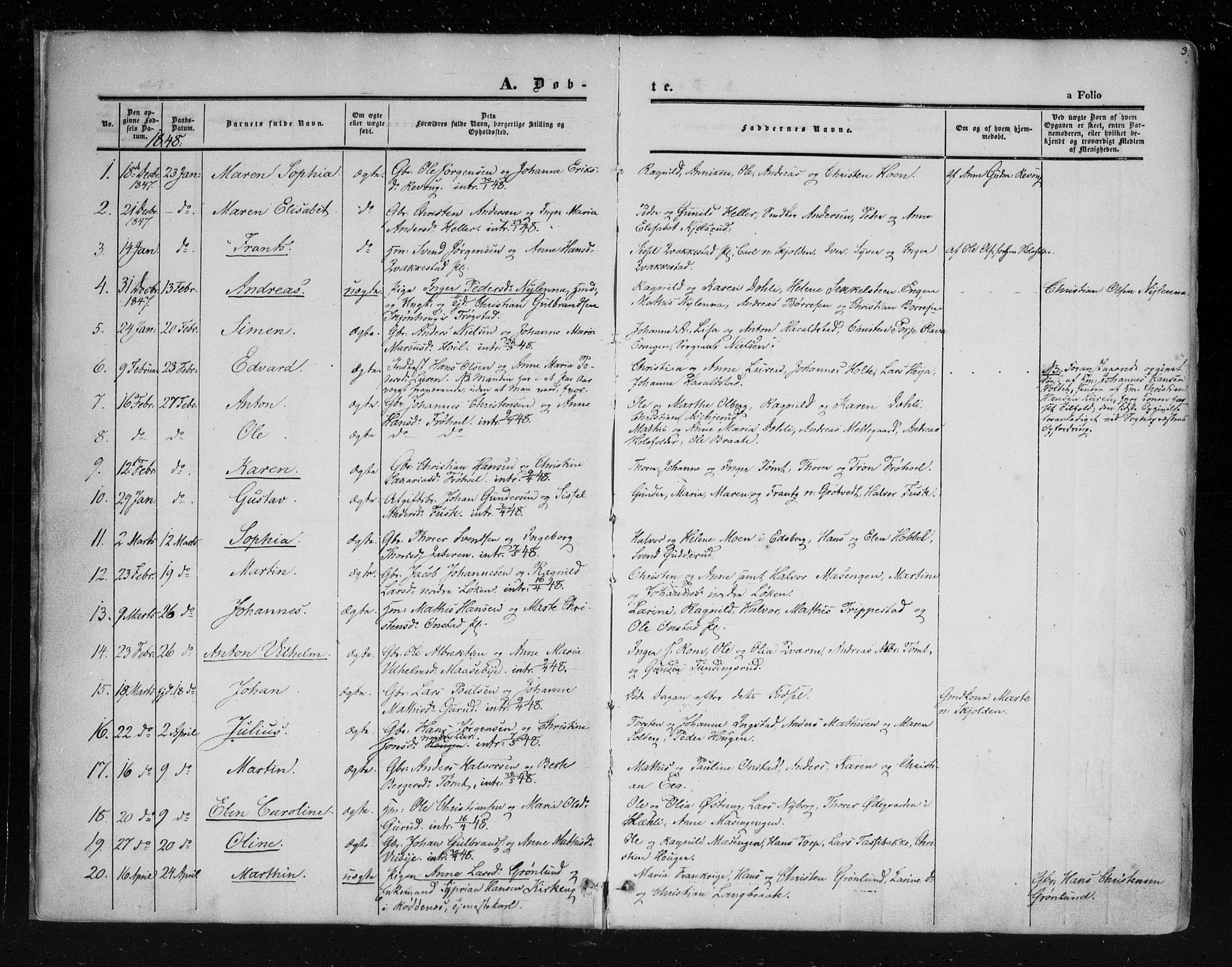 Askim prestekontor Kirkebøker, AV/SAO-A-10900/F/Fa/L0005: Parish register (official) no. 5, 1847-1879, p. 3