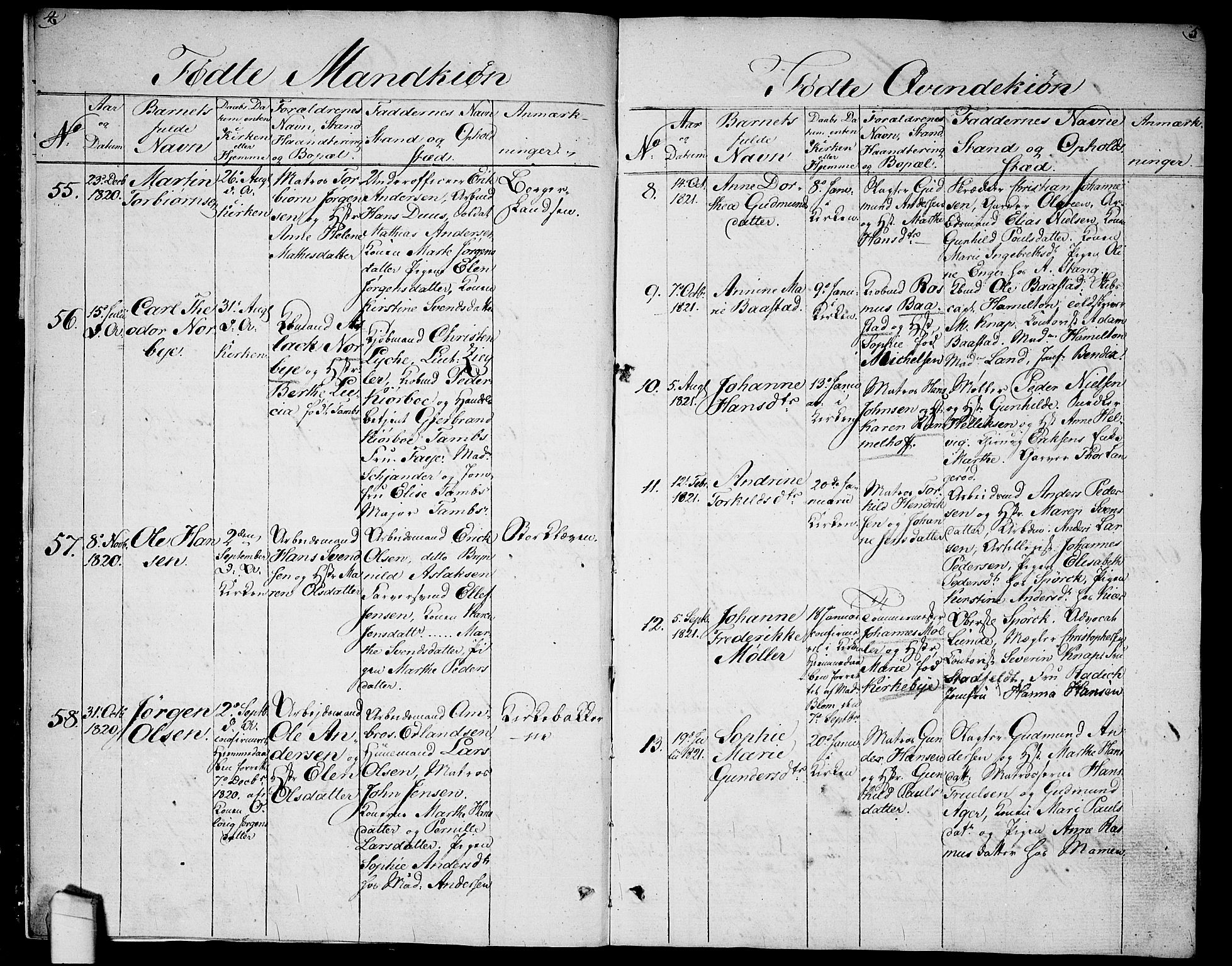 Halden prestekontor Kirkebøker, AV/SAO-A-10909/G/Ga/L0002: Parish register (copy) no. 2, 1821-1834, p. 4-5