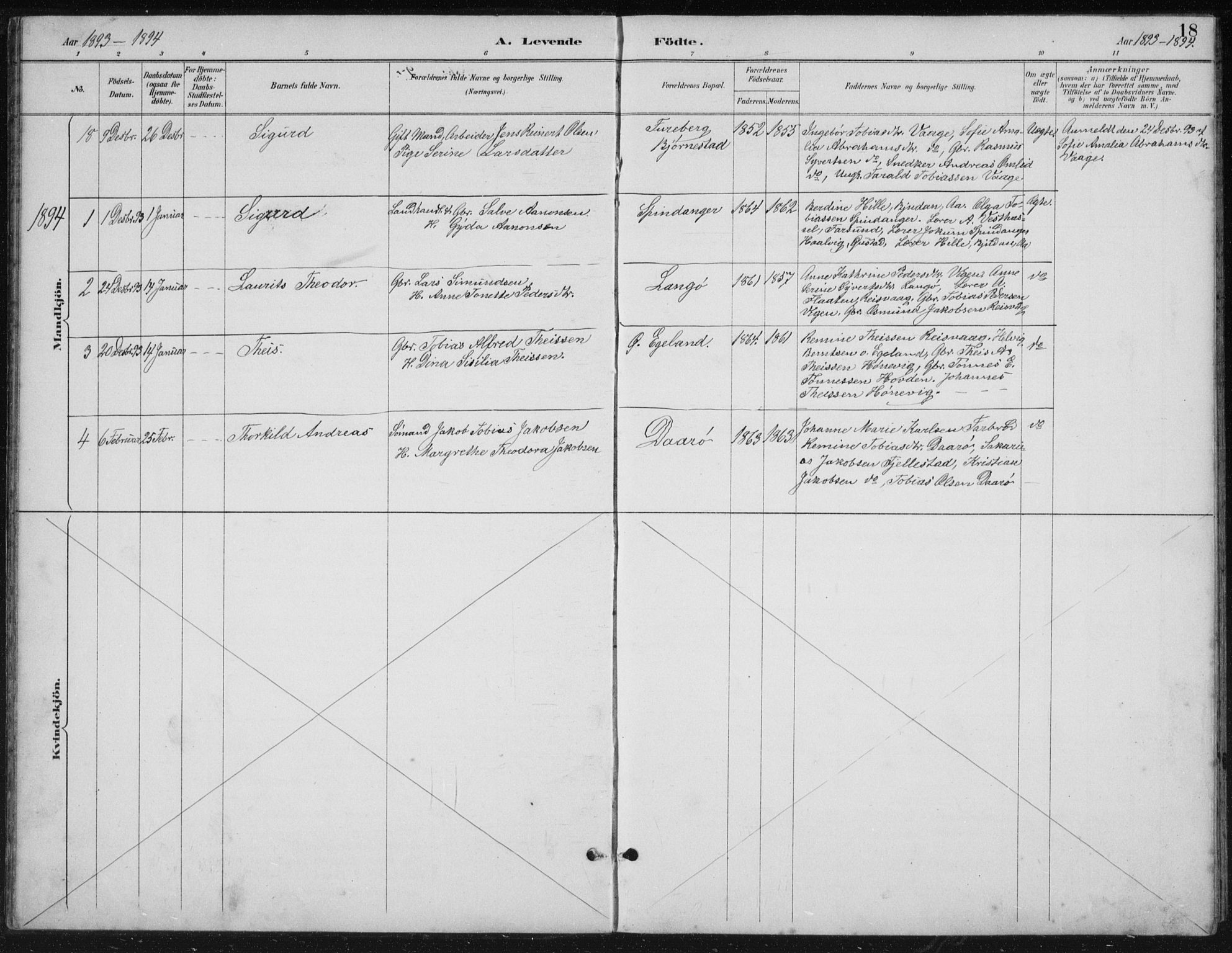 Herad sokneprestkontor, SAK/1111-0018/F/Fb/Fbb/L0004: Parish register (copy) no. B 4, 1890-1935, p. 18