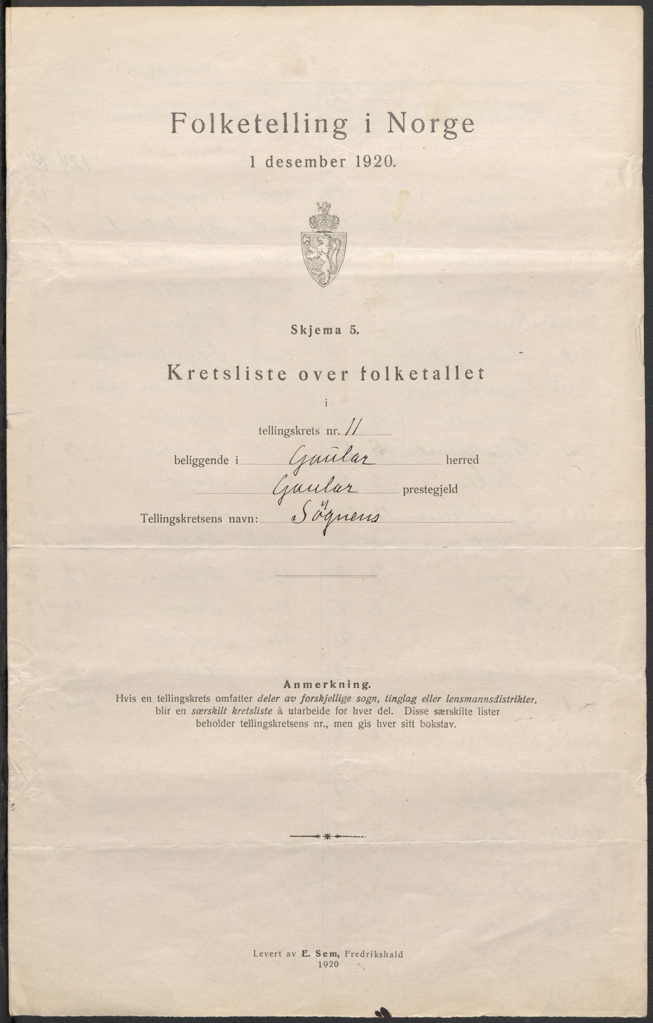 SAB, 1920 census for Gaular, 1920, p. 37