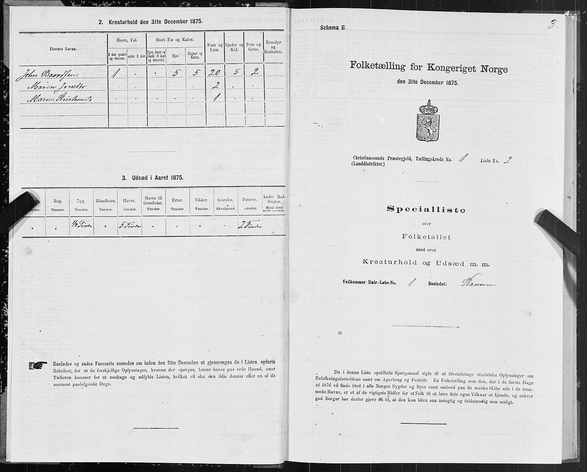 SAT, 1875 census for 1556L Kristiansund/Frei og Grip, 1875, p. 1003