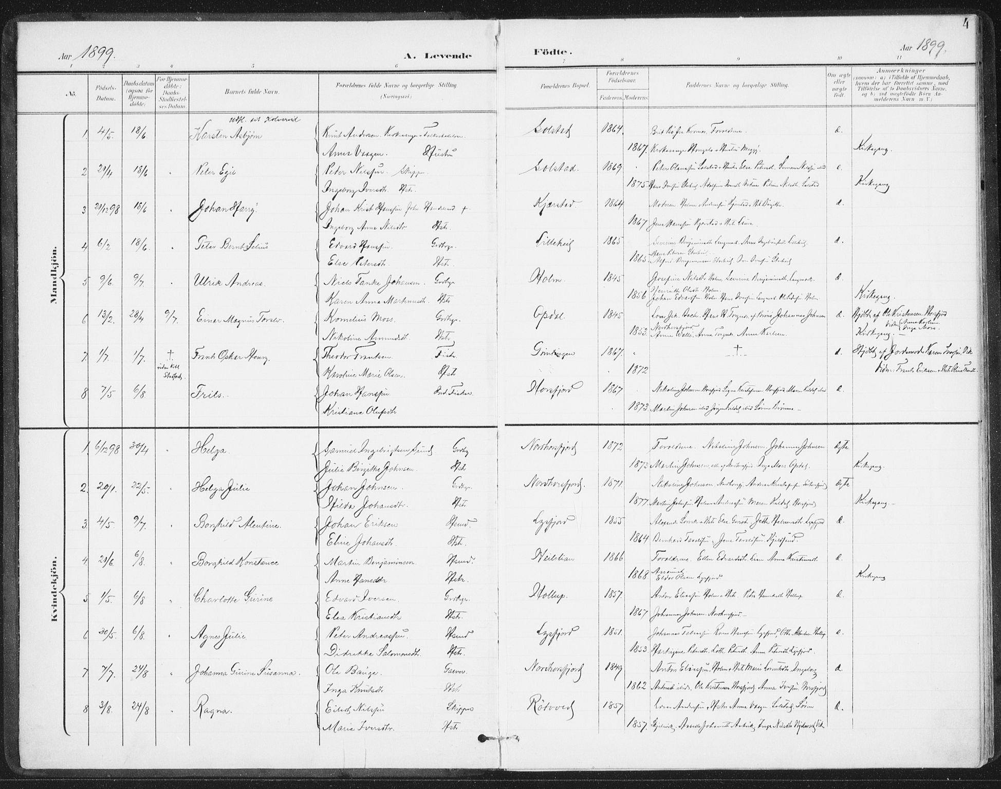 Ministerialprotokoller, klokkerbøker og fødselsregistre - Nordland, SAT/A-1459/811/L0167: Parish register (official) no. 811A04, 1899-1913, p. 4