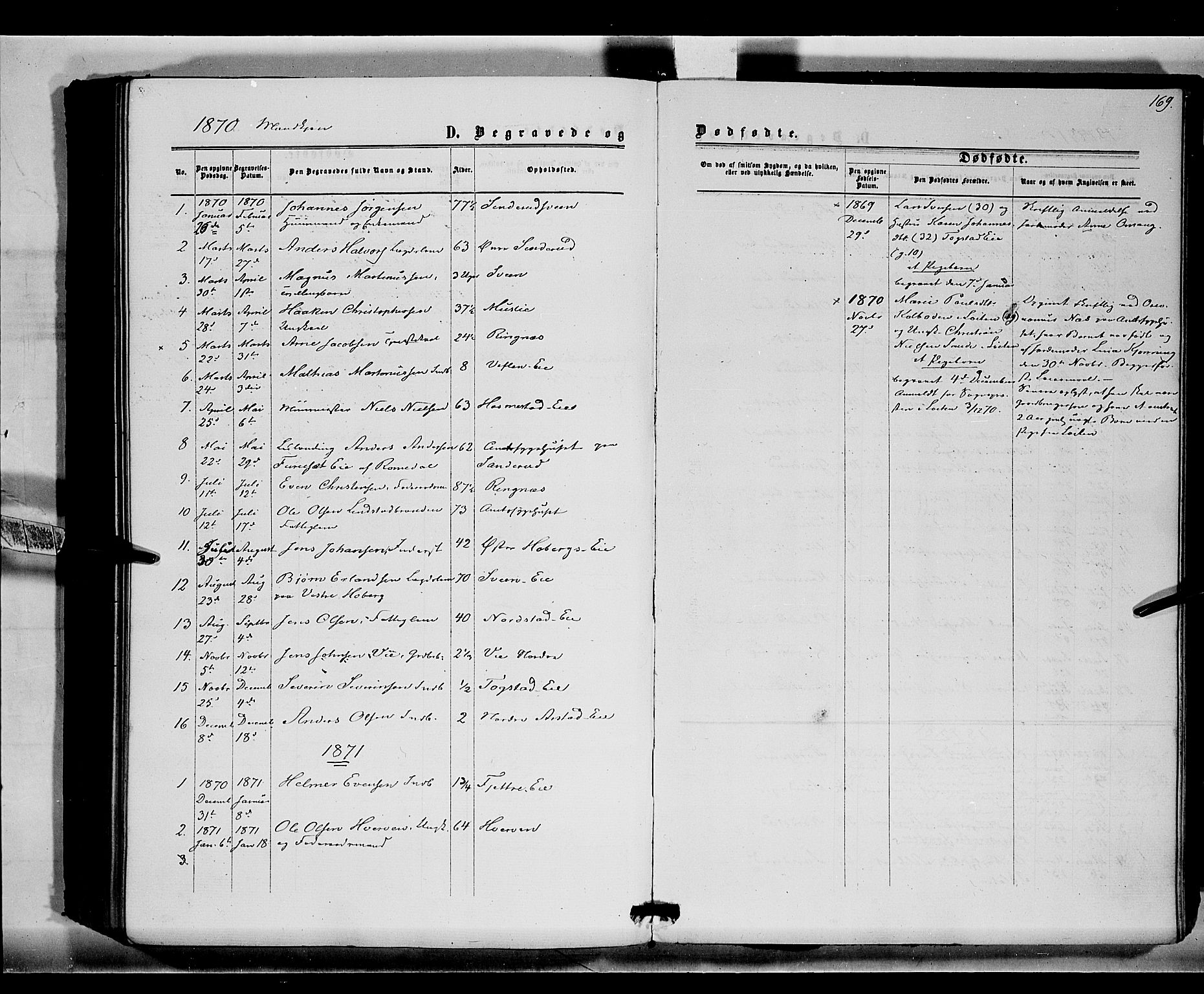 Stange prestekontor, SAH/PREST-002/K/L0015: Parish register (official) no. 15, 1862-1879, p. 169