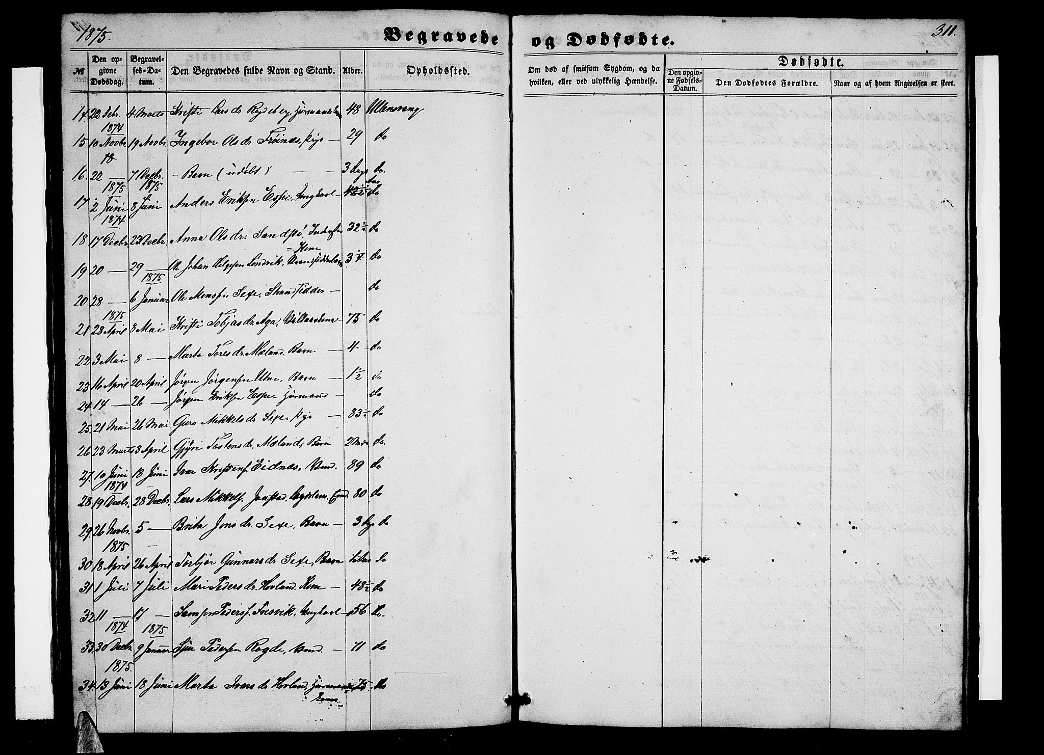 Ullensvang sokneprestembete, SAB/A-78701/H/Hab: Parish register (copy) no. B 10, 1858-1886, p. 311