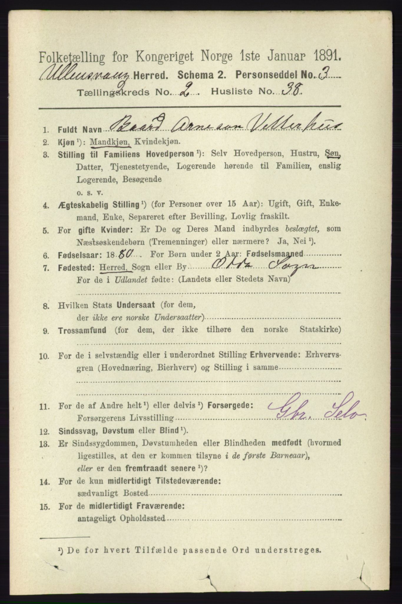 RA, 1891 census for 1230 Ullensvang, 1891, p. 528