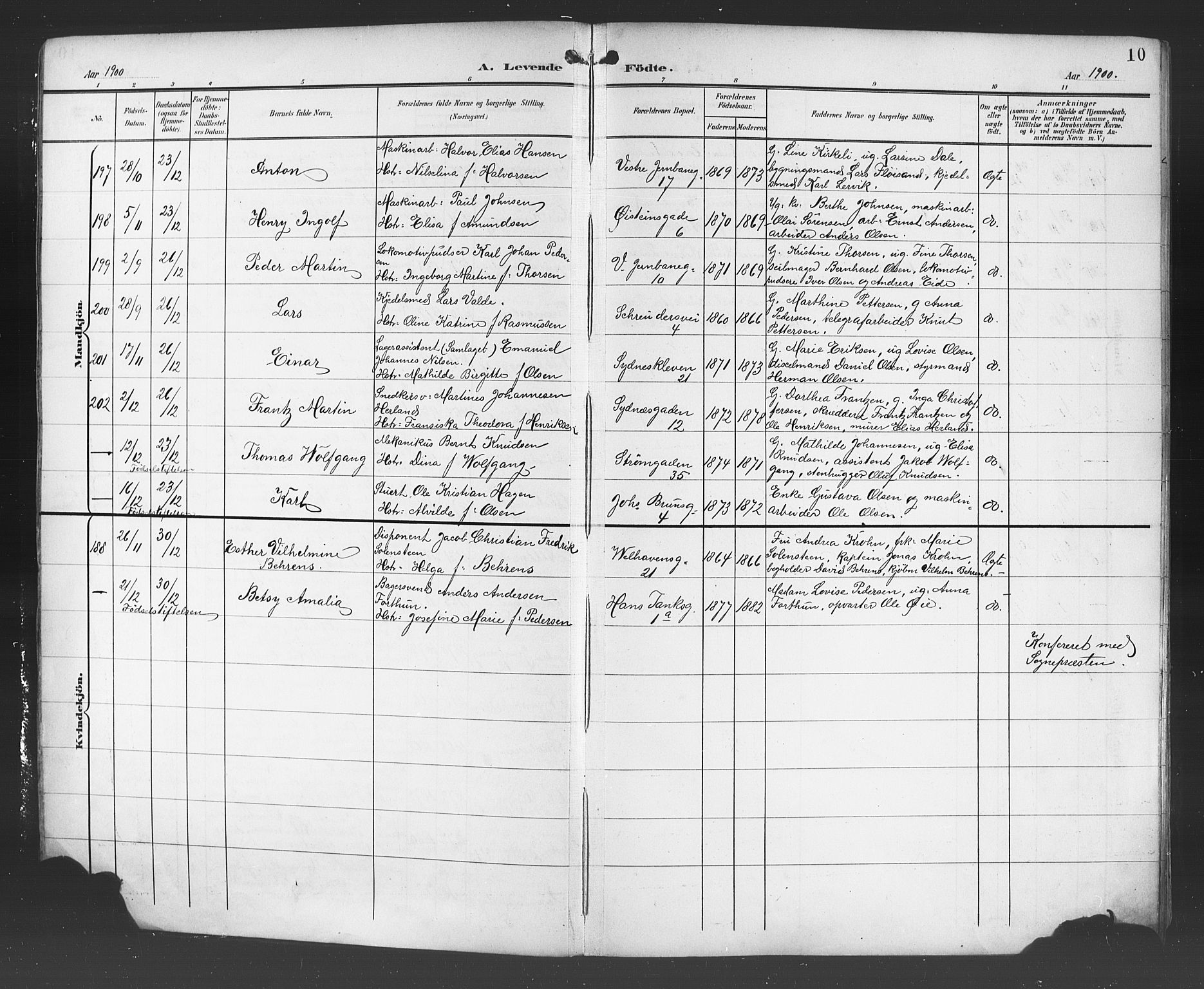 Johanneskirken sokneprestembete, AV/SAB-A-76001/H/Hab: Parish register (copy) no. A 2, 1900-1912, p. 10