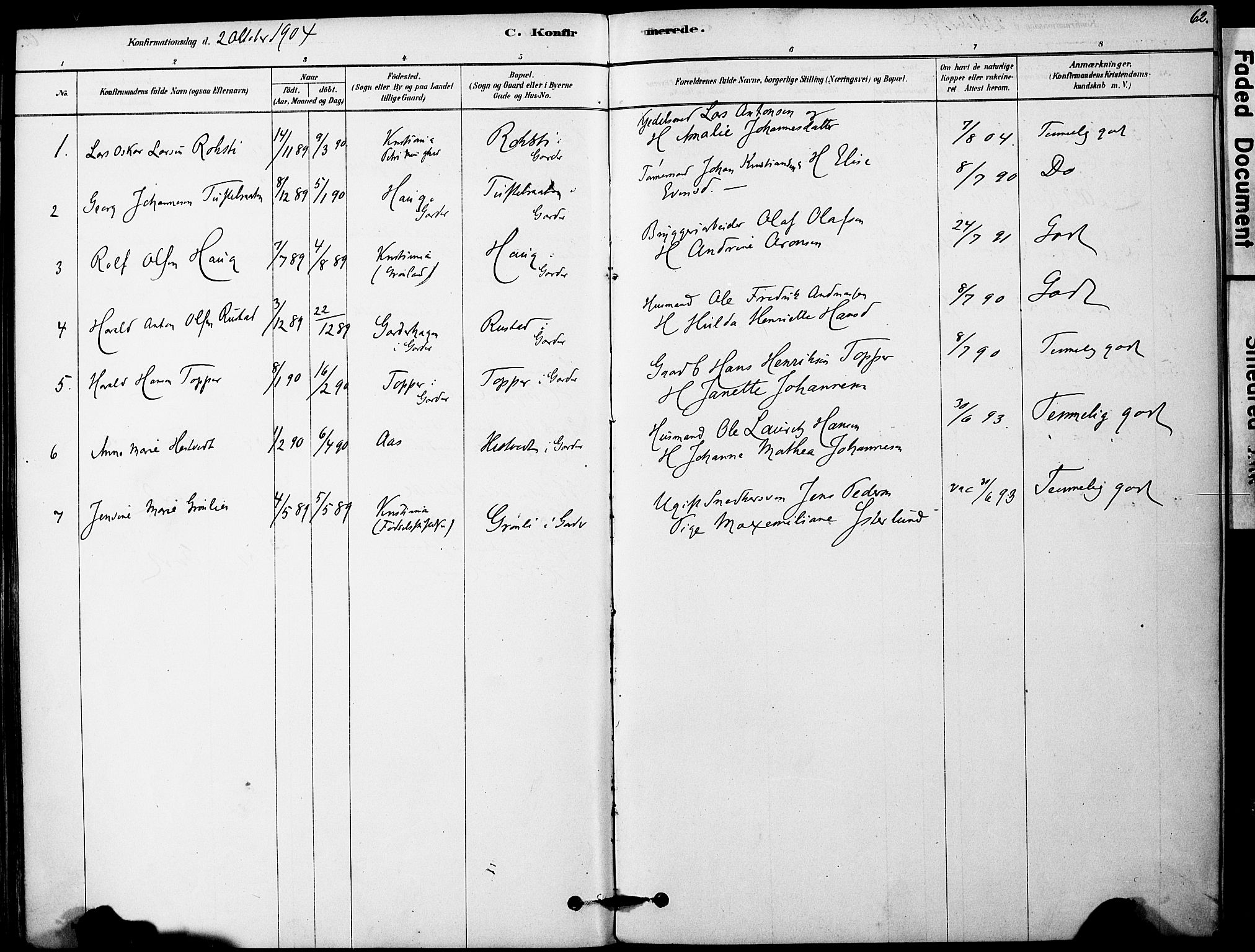 Vestby prestekontor Kirkebøker, AV/SAO-A-10893/F/Fa/L0011: Parish register (official) no. I 11, 1878-1913, p. 62