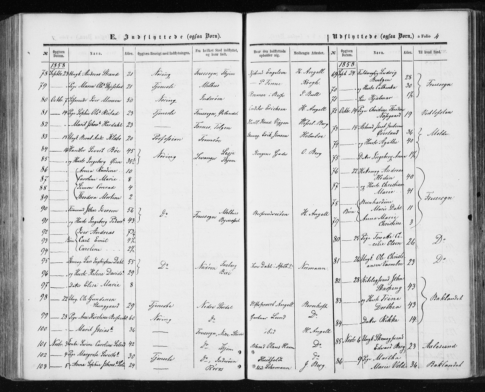 Ministerialprotokoller, klokkerbøker og fødselsregistre - Sør-Trøndelag, SAT/A-1456/601/L0053: Parish register (official) no. 601A21, 1857-1865, p. 4