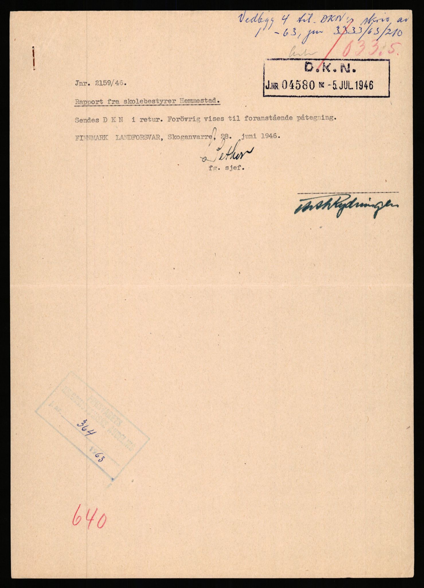 Forsvaret, Forsvarets krigshistoriske avdeling, AV/RA-RAFA-2017/Y/Yb/L0150: II-C-11-640  -  6. Divisjon: Alta bataljon, 1940-1964, p. 825