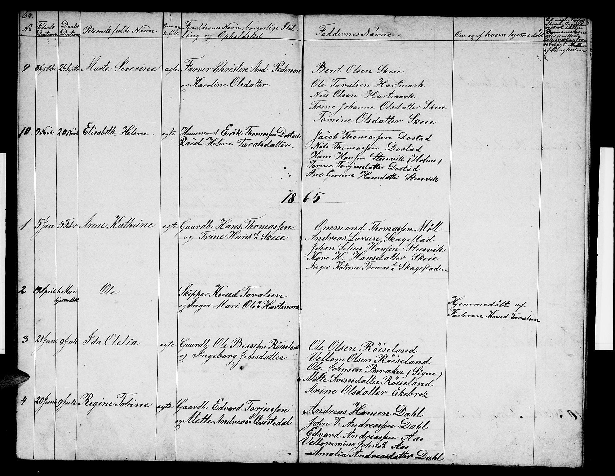 Mandal sokneprestkontor, SAK/1111-0030/F/Fb/Fbb/L0003: Parish register (copy) no. B 3, 1848-1877, p. 64-65
