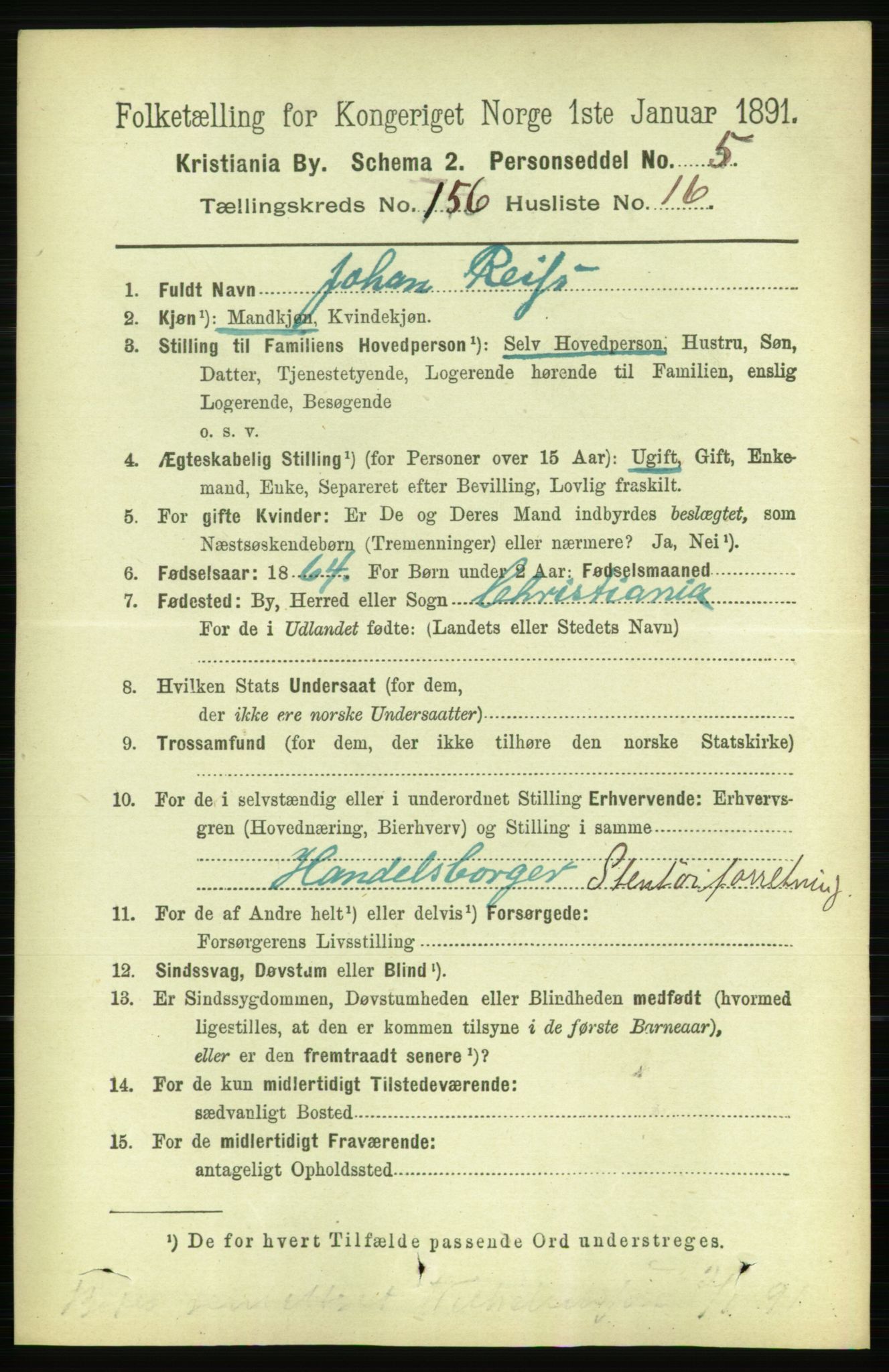 RA, 1891 census for 0301 Kristiania, 1891, p. 89087