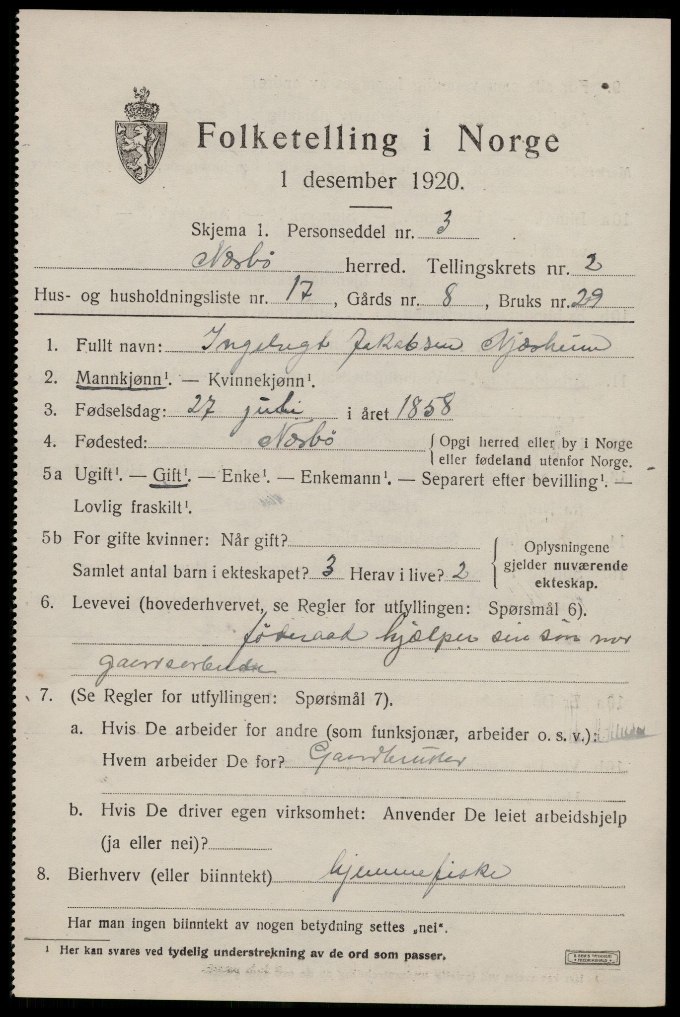 SAST, 1920 census for Nærbø, 1920, p. 1627