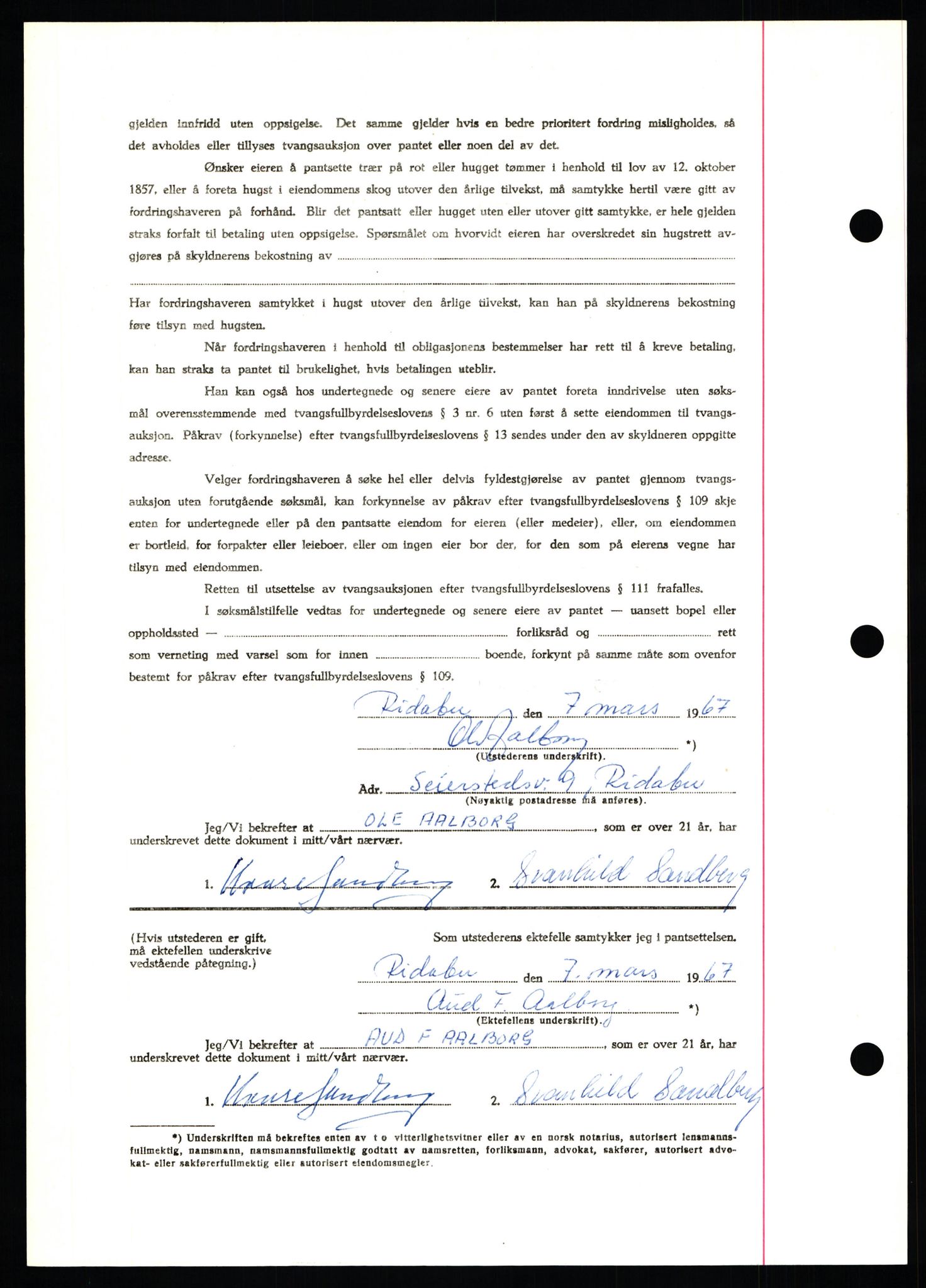 Nord-Hedmark sorenskriveri, AV/SAH-TING-012/H/Hb/Hbf/L0071: Mortgage book no. B71, 1967-1967, Diary no: : 3045/1967