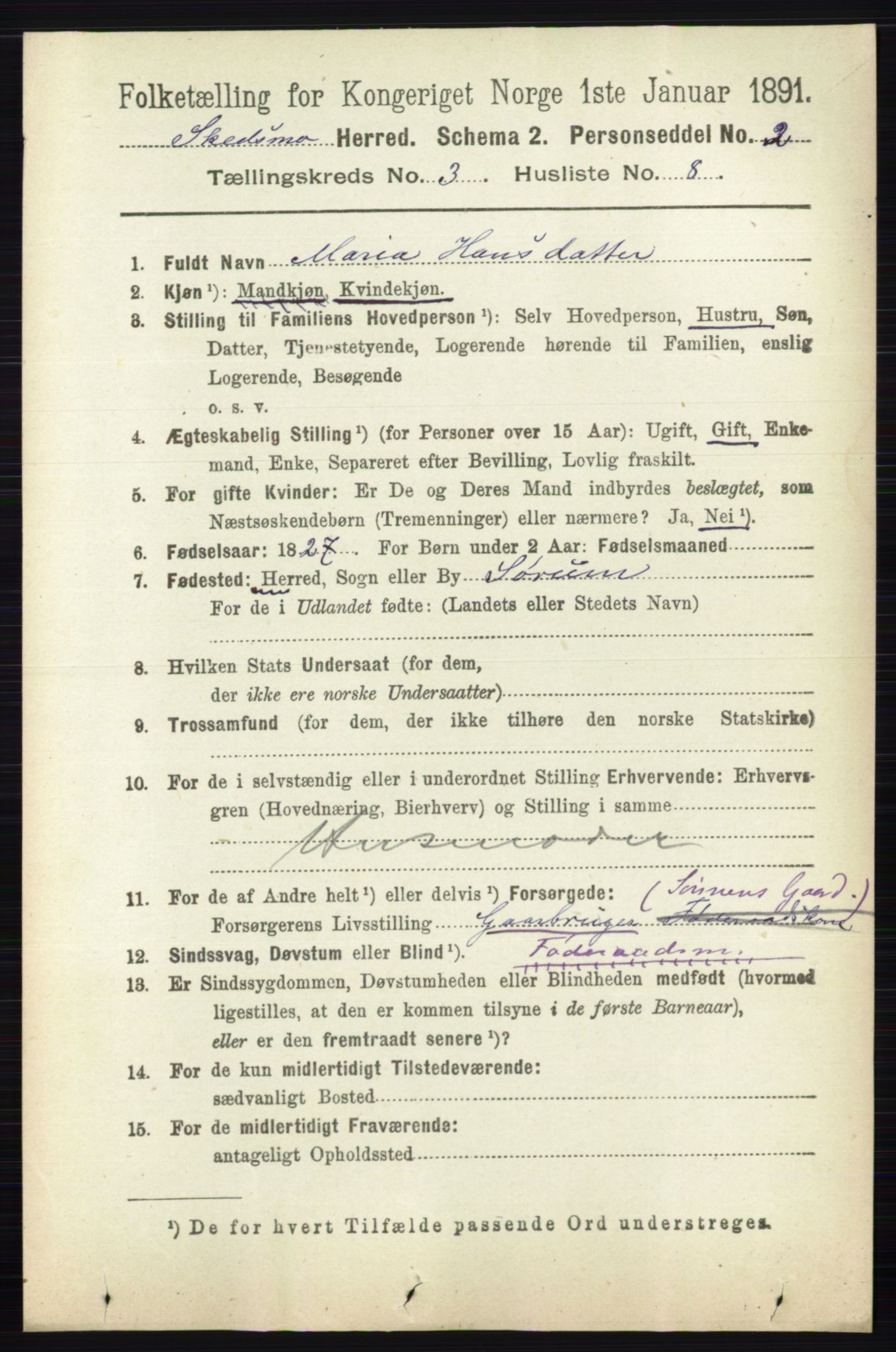 RA, 1891 census for 0231 Skedsmo, 1891, p. 1348