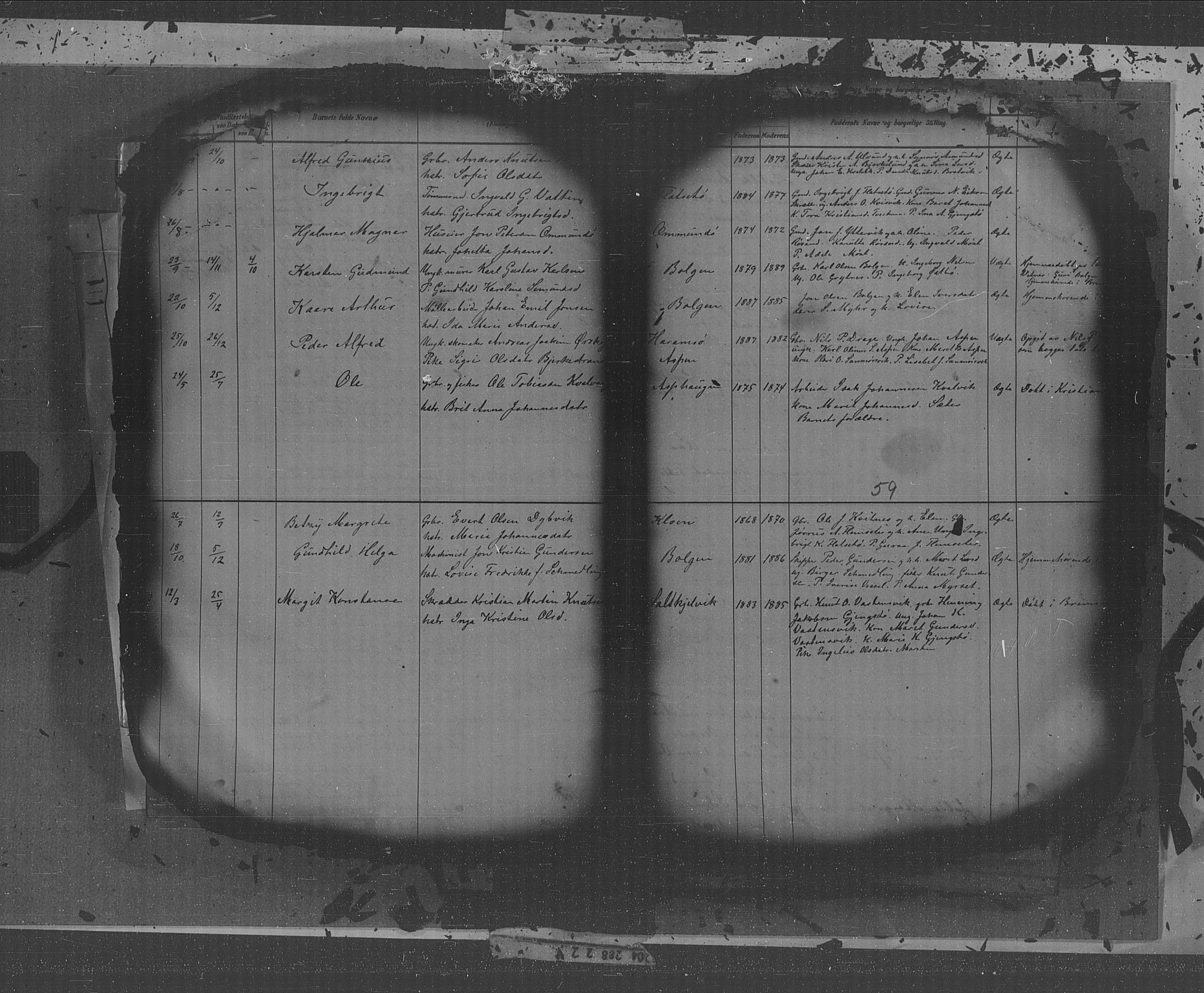 Kristiansund sokneprestkontor, AV/SAT-A-1068/1/I/I1: Parish register (copy) no. 31, 1880-1918, p. 59