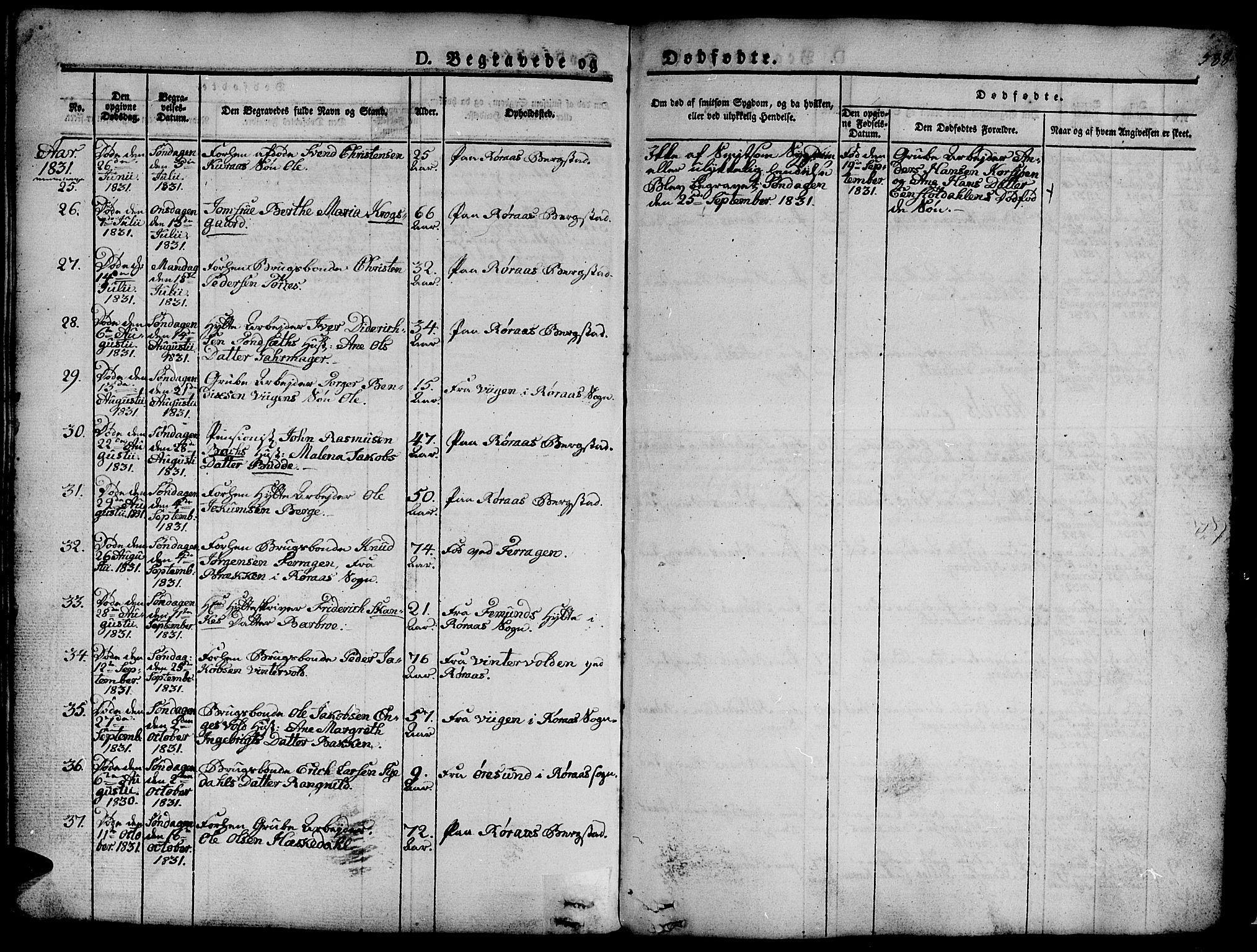 Ministerialprotokoller, klokkerbøker og fødselsregistre - Sør-Trøndelag, SAT/A-1456/681/L0939: Parish register (copy) no. 681C03, 1829-1855, p. 588
