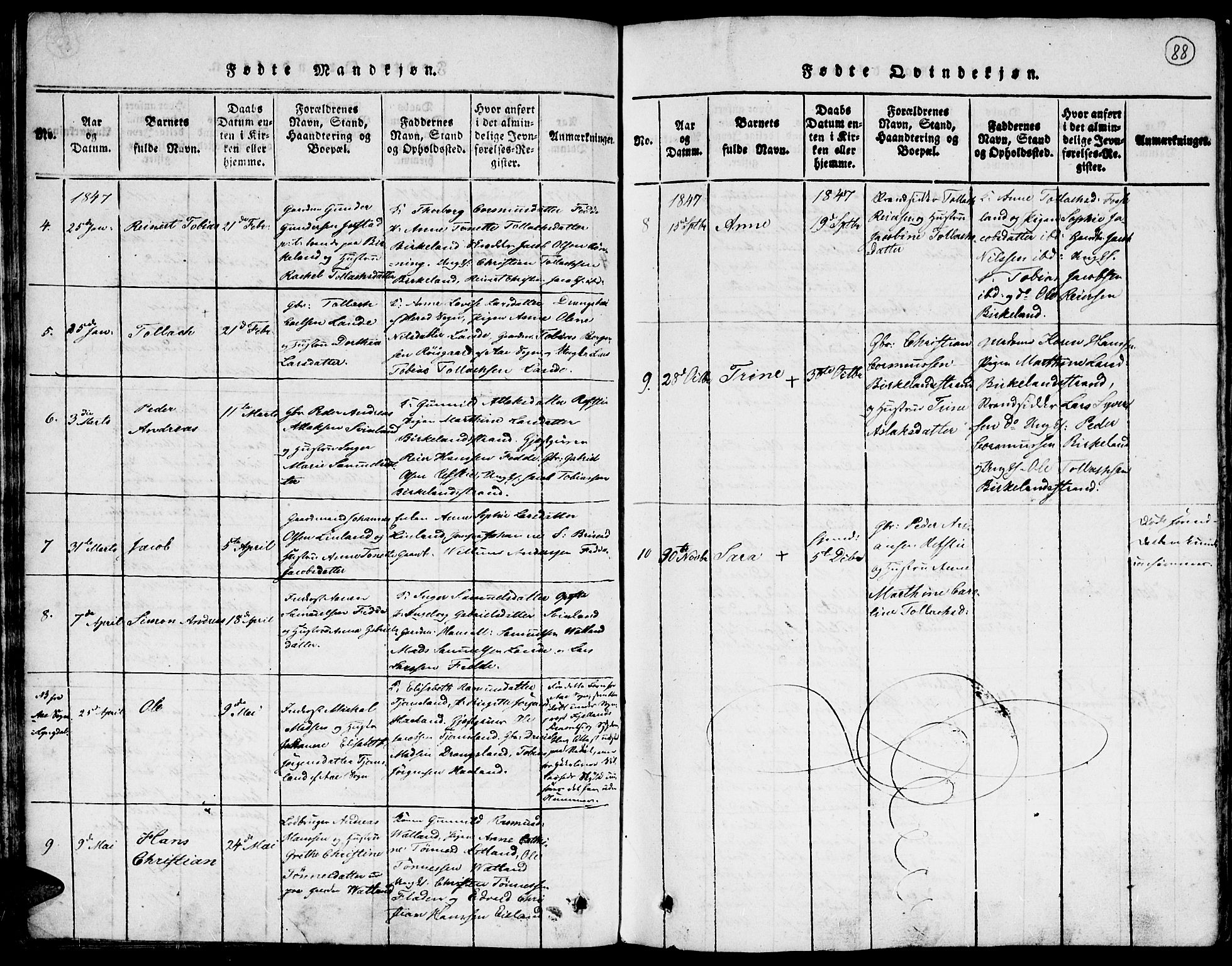 Kvinesdal sokneprestkontor, SAK/1111-0026/F/Fa/Faa/L0001: Parish register (official) no. A 1, 1815-1849, p. 88