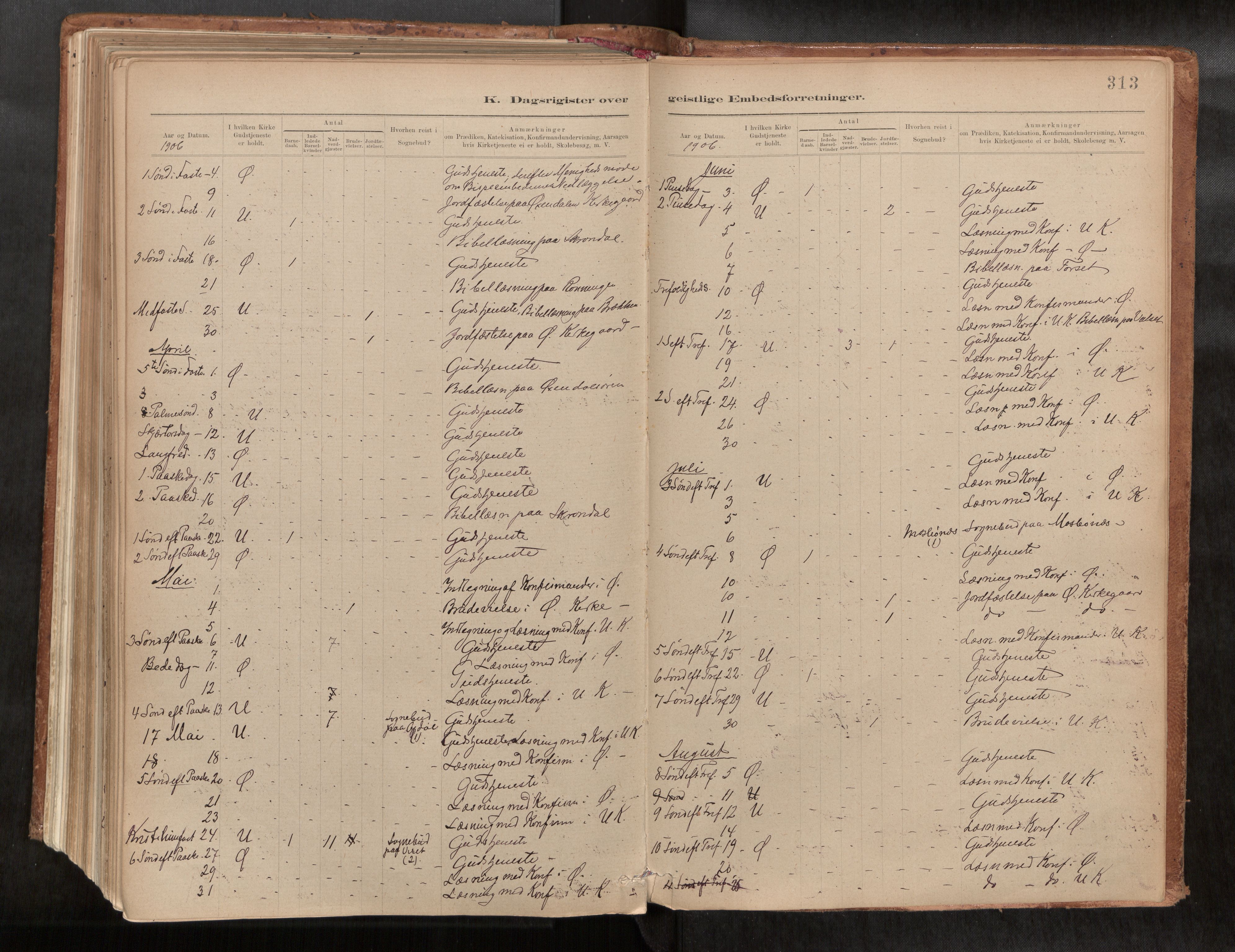 Ministerialprotokoller, klokkerbøker og fødselsregistre - Møre og Romsdal, SAT/A-1454/588/L1006: Parish register (official) no. 588A03, 1886-1912, p. 313