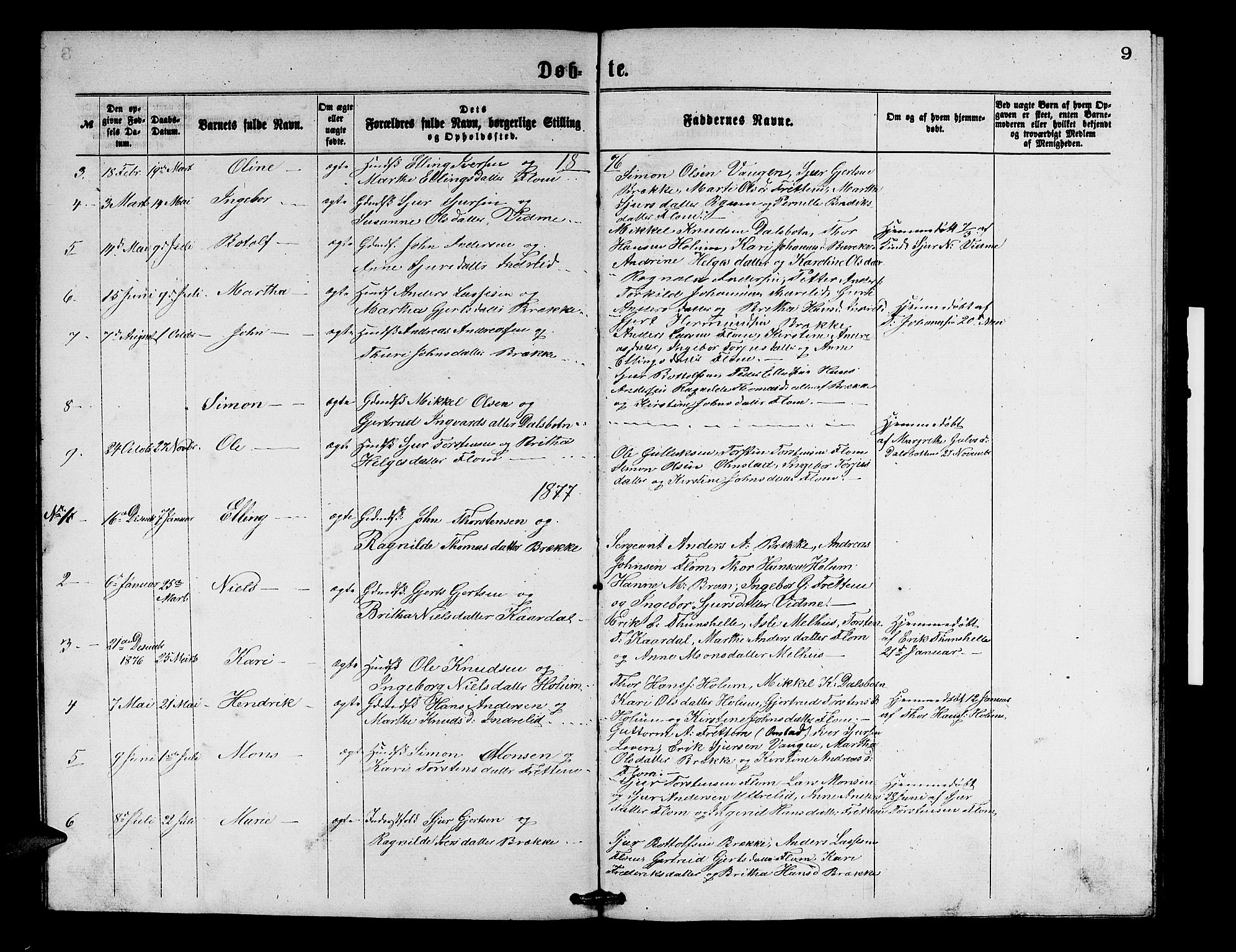 Aurland sokneprestembete, SAB/A-99937/H/Hb/Hbb/L0001: Parish register (copy) no. B 1, 1868-1887, p. 9