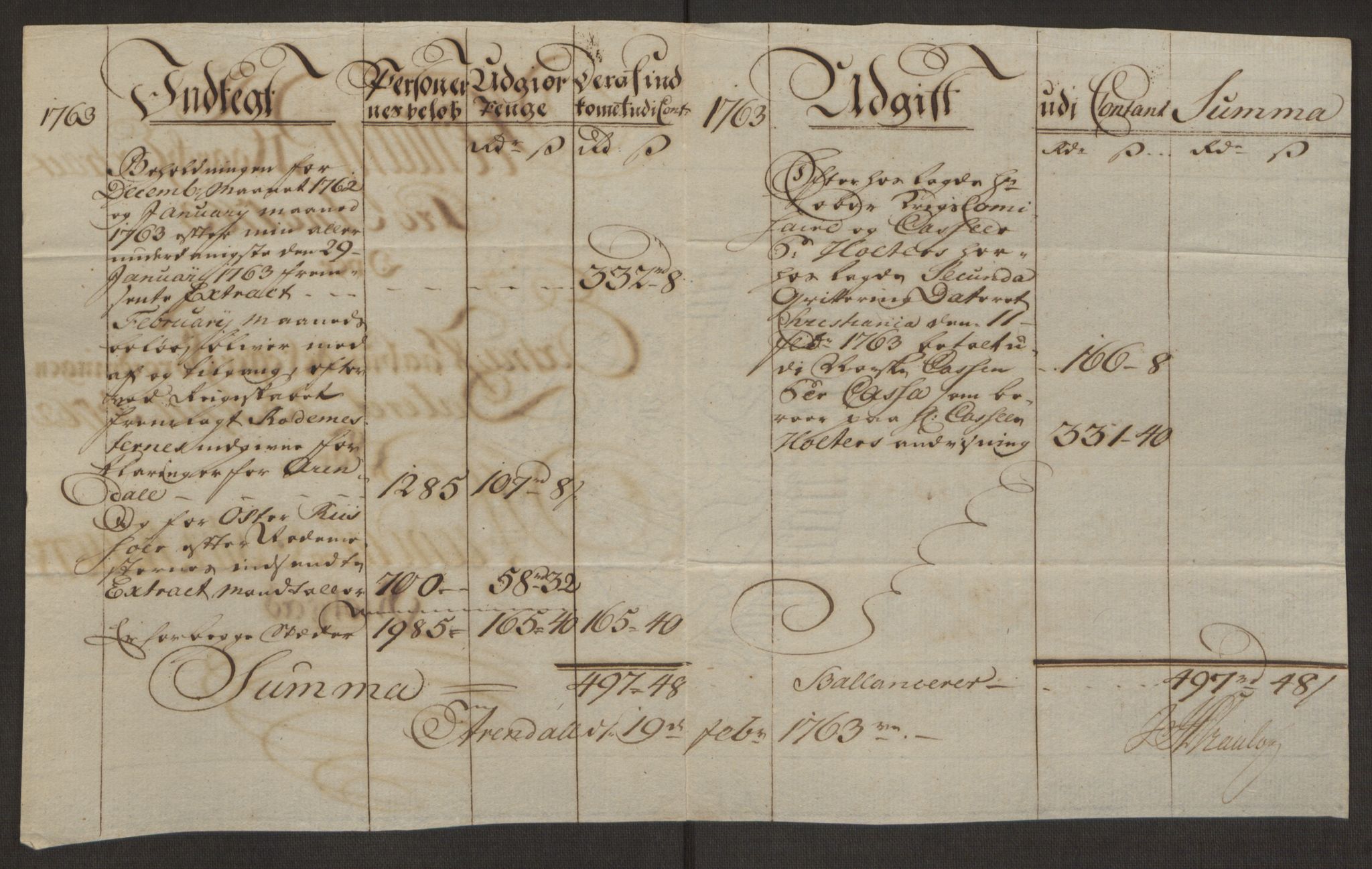 Rentekammeret inntil 1814, Reviderte regnskaper, Byregnskaper, AV/RA-EA-4066/R/Rl/L0230/0001: [L4] Kontribusjonsregnskap / Ekstraskatt, 1762-1764, p. 136