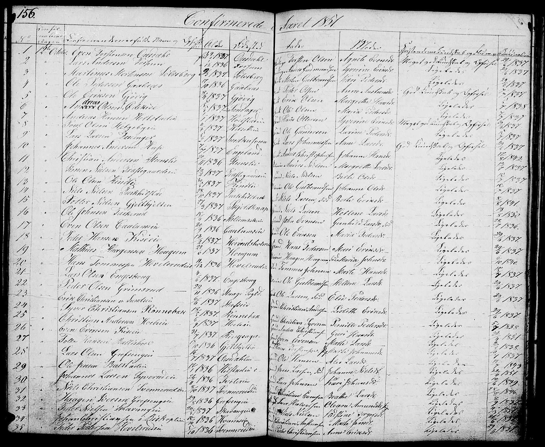 Nes prestekontor, Hedmark, AV/SAH-PREST-020/L/La/L0004: Parish register (copy) no. 4, 1832-1861, p. 156