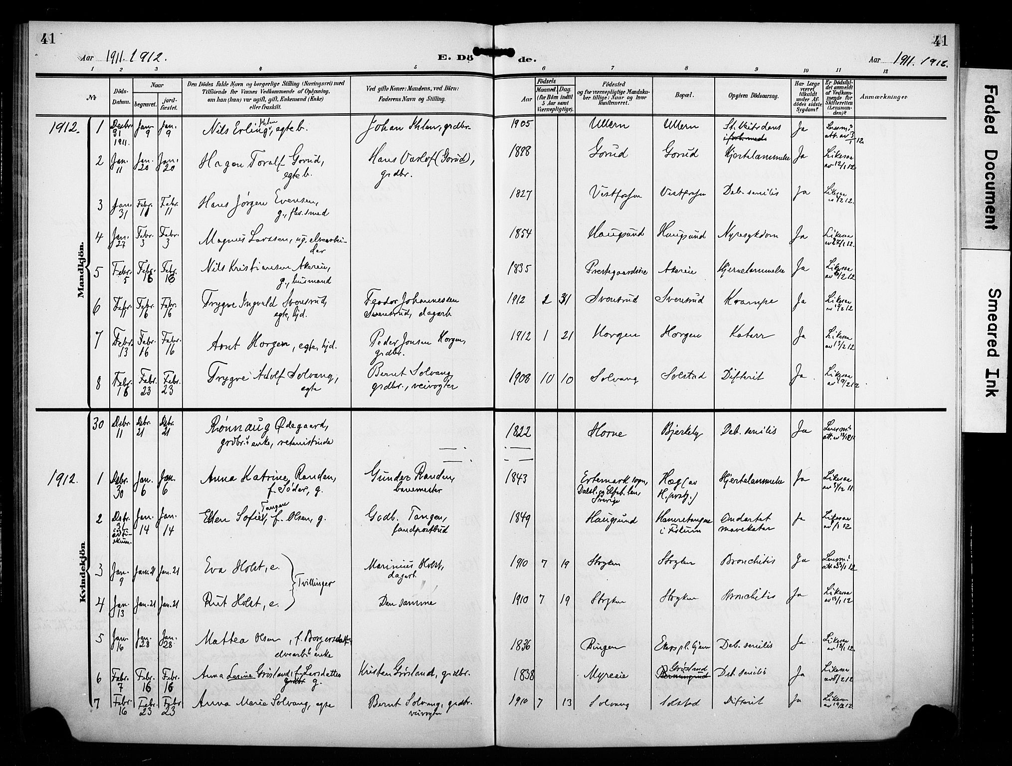 Eiker kirkebøker, AV/SAKO-A-4/F/Fb/L0004: Parish register (official) no. II 4, 1905-1914, p. 41