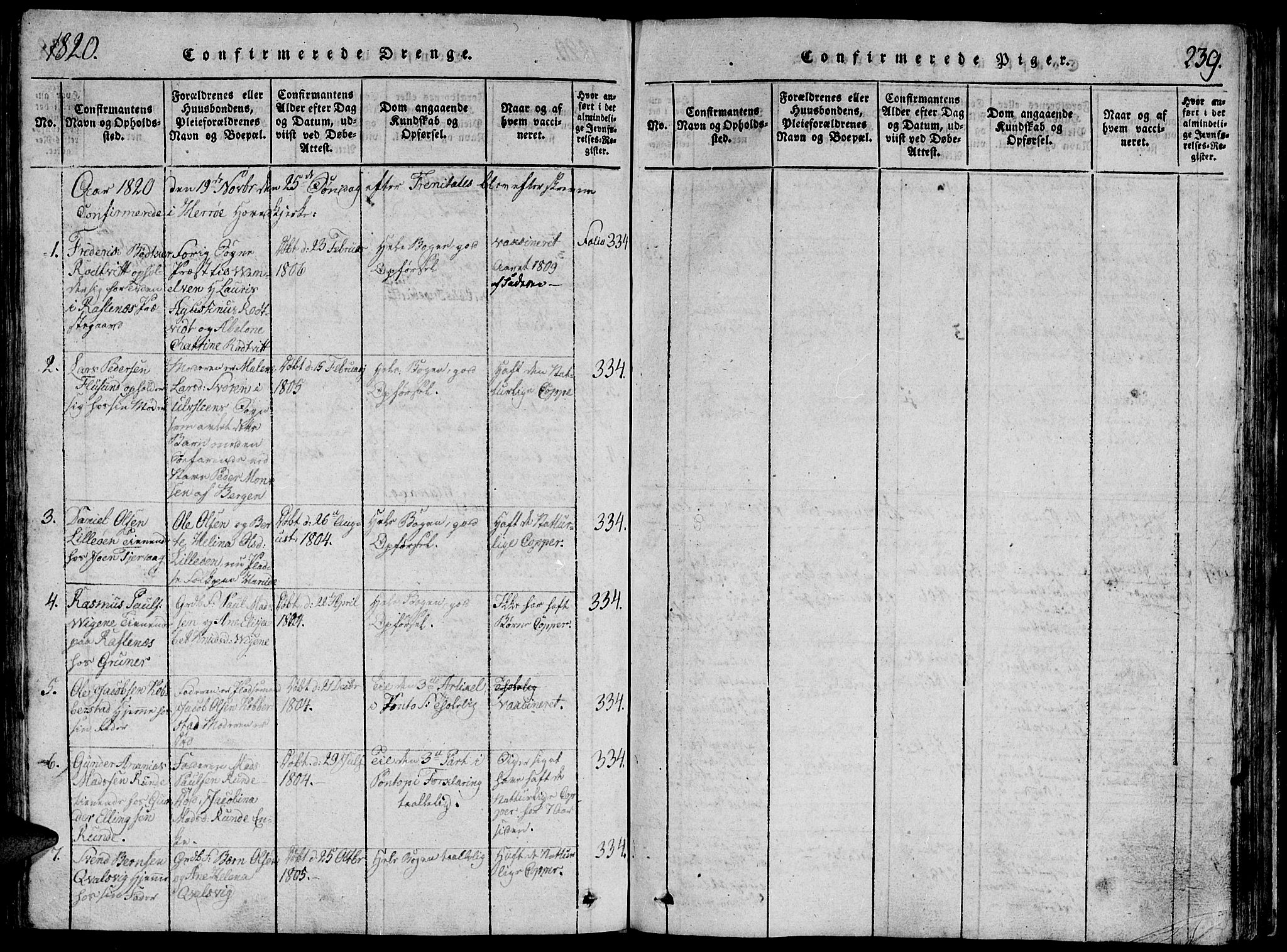 Ministerialprotokoller, klokkerbøker og fødselsregistre - Møre og Romsdal, AV/SAT-A-1454/507/L0069: Parish register (official) no. 507A04, 1816-1841, p. 239