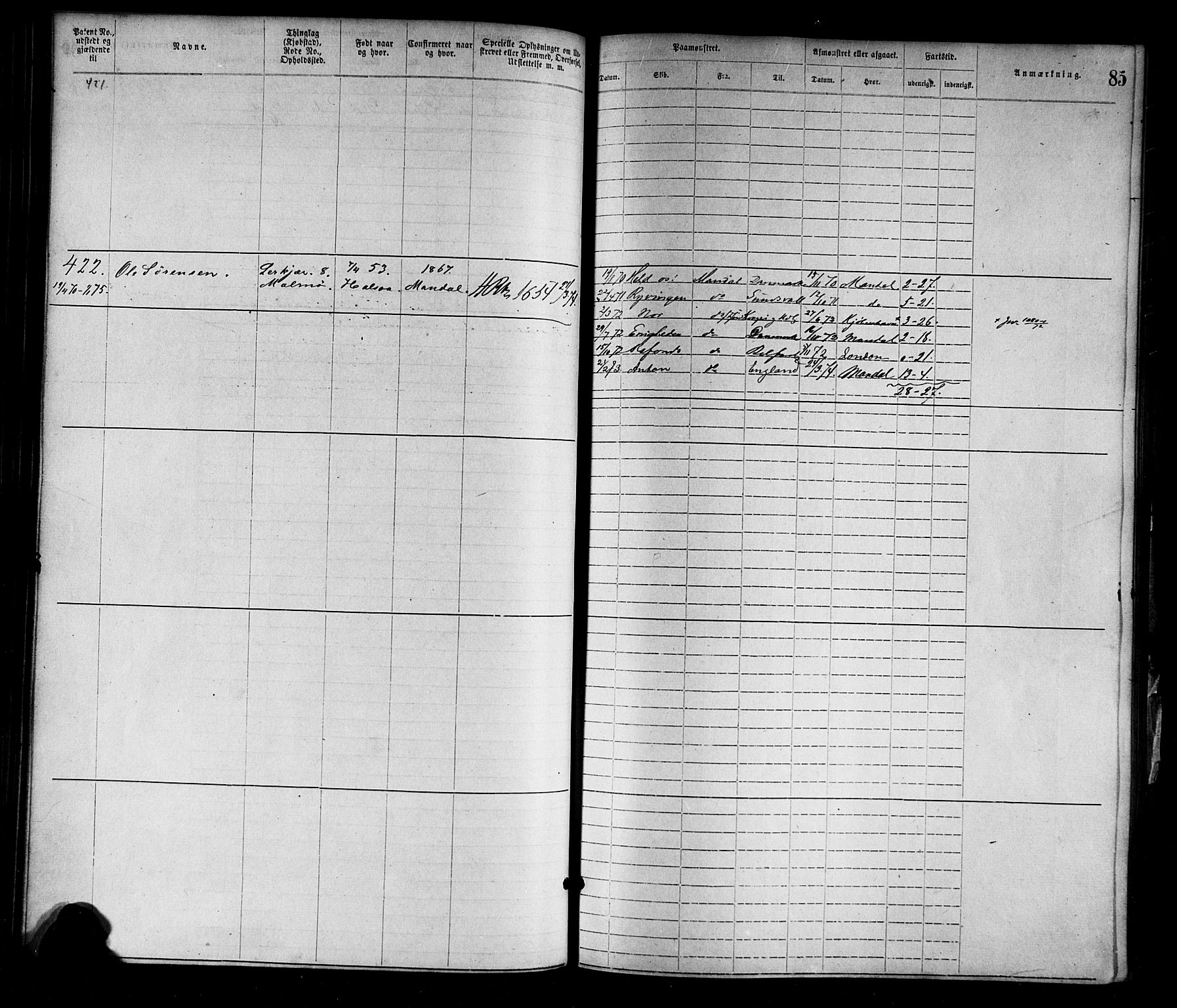 Mandal mønstringskrets, AV/SAK-2031-0016/F/Fa/L0001: Annotasjonsrulle nr 1-1920 med register, L-3, 1869-1881, p. 113