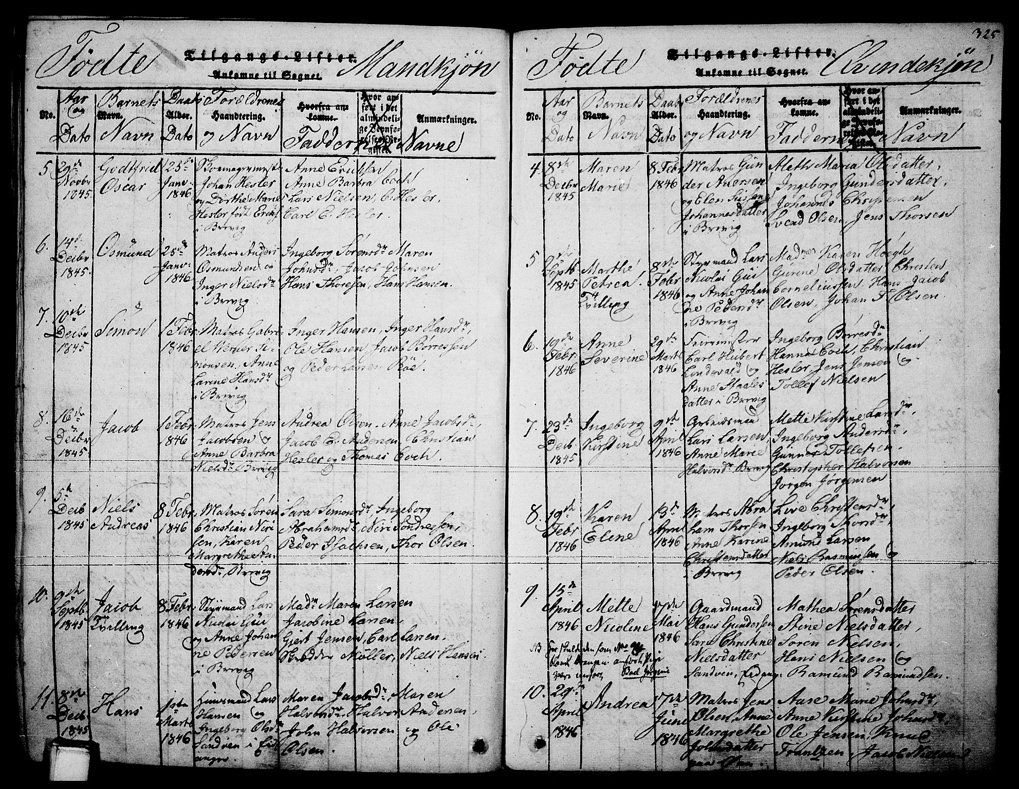 Brevik kirkebøker, SAKO/A-255/F/Fa/L0004: Parish register (official) no. 4, 1814-1846, p. 325