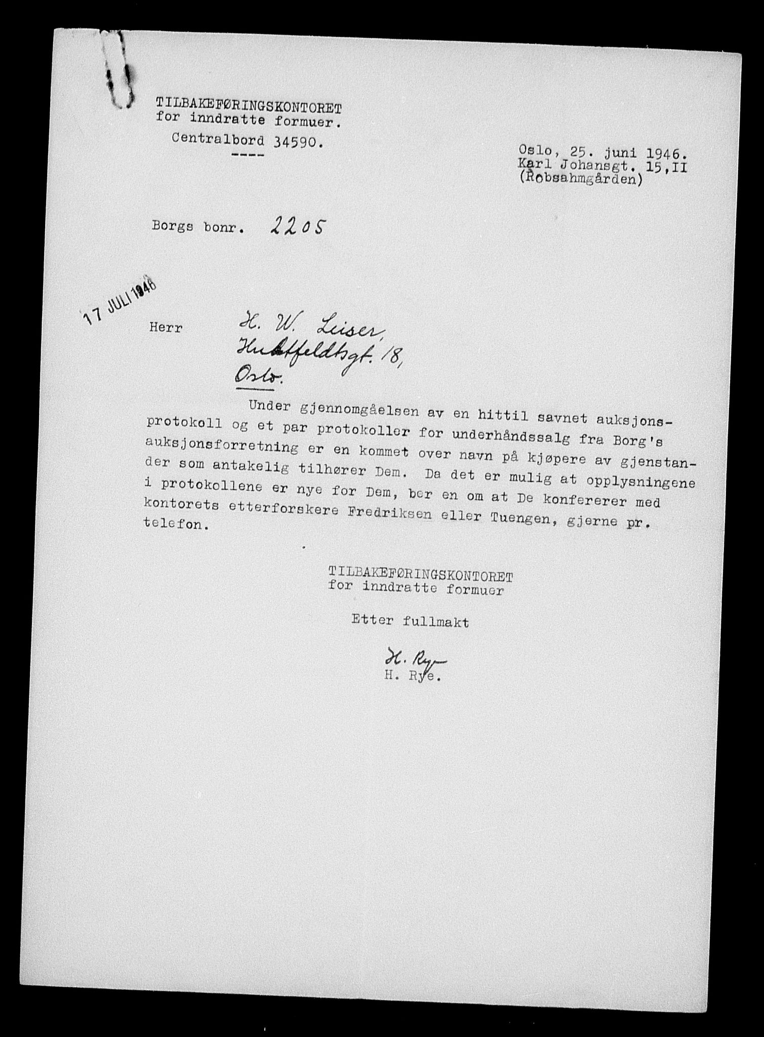 Justisdepartementet, Tilbakeføringskontoret for inndratte formuer, AV/RA-S-1564/H/Hc/Hcc/L0956: --, 1945-1947, p. 14