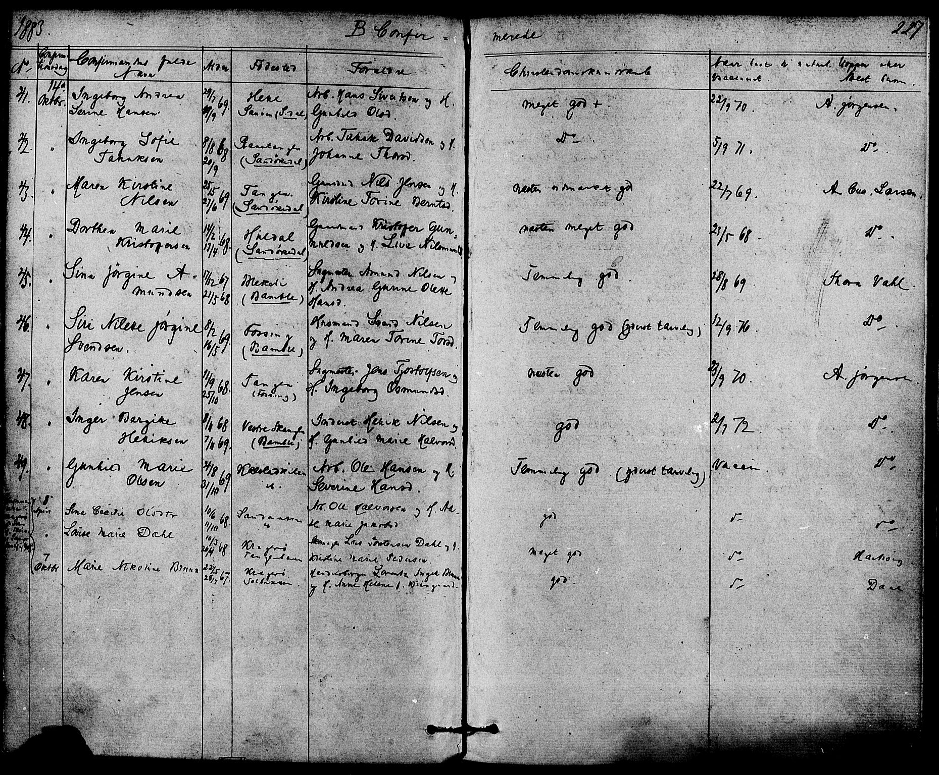 Skåtøy kirkebøker, SAKO/A-304/F/Fa/L0001: Parish register (official) no. I 1, 1874-1883, p. 227