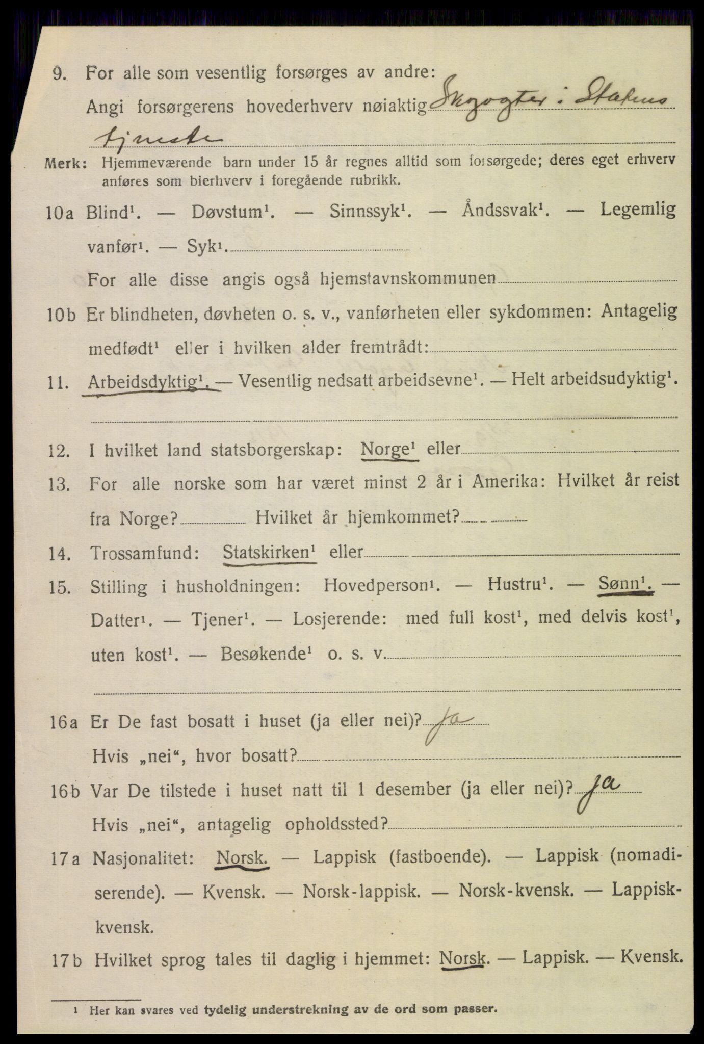 SAT, 1920 census for Grong, 1920, p. 5590