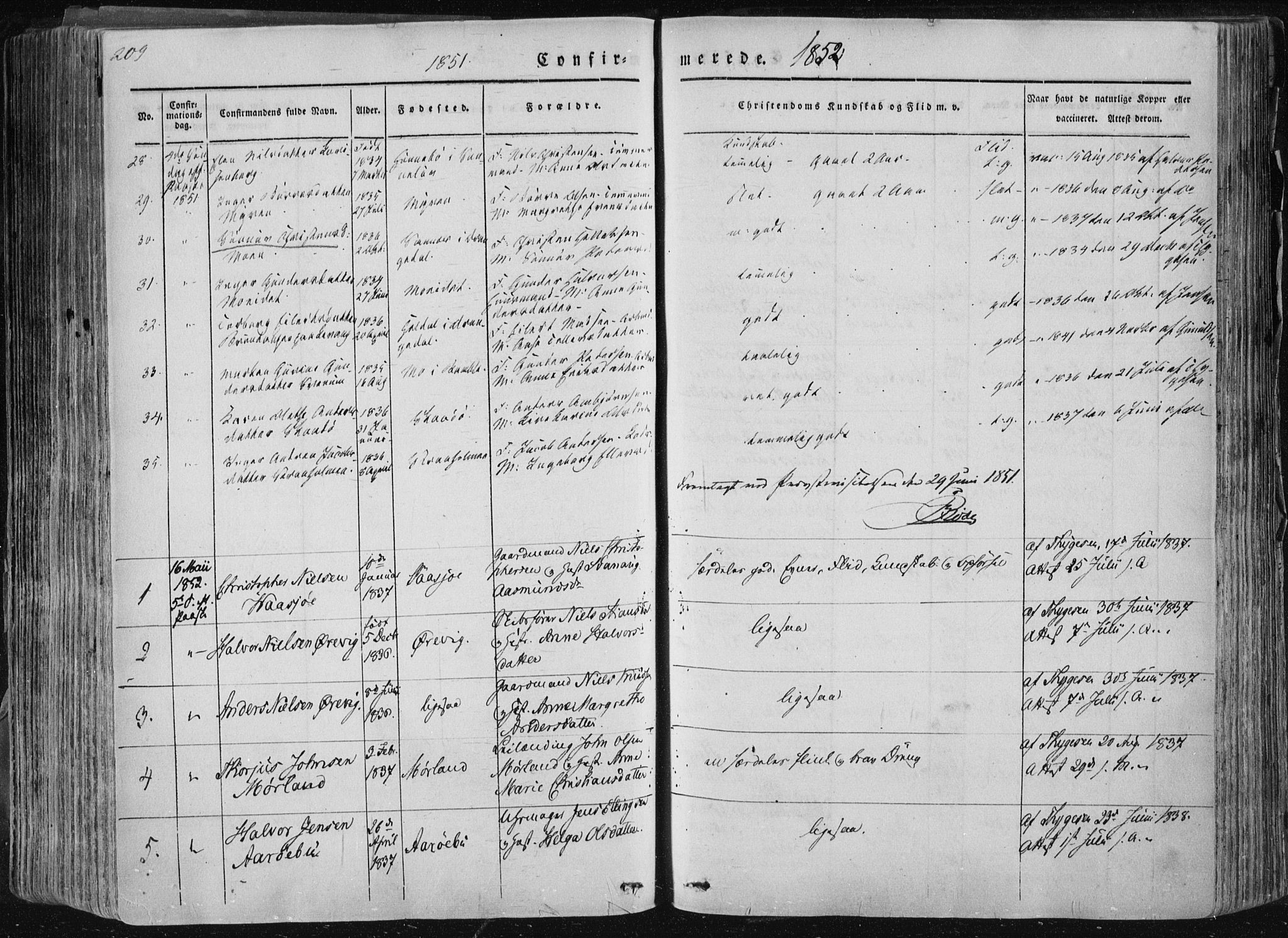 Sannidal kirkebøker, SAKO/A-296/F/Fa/L0007: Parish register (official) no. 7, 1831-1854, p. 209