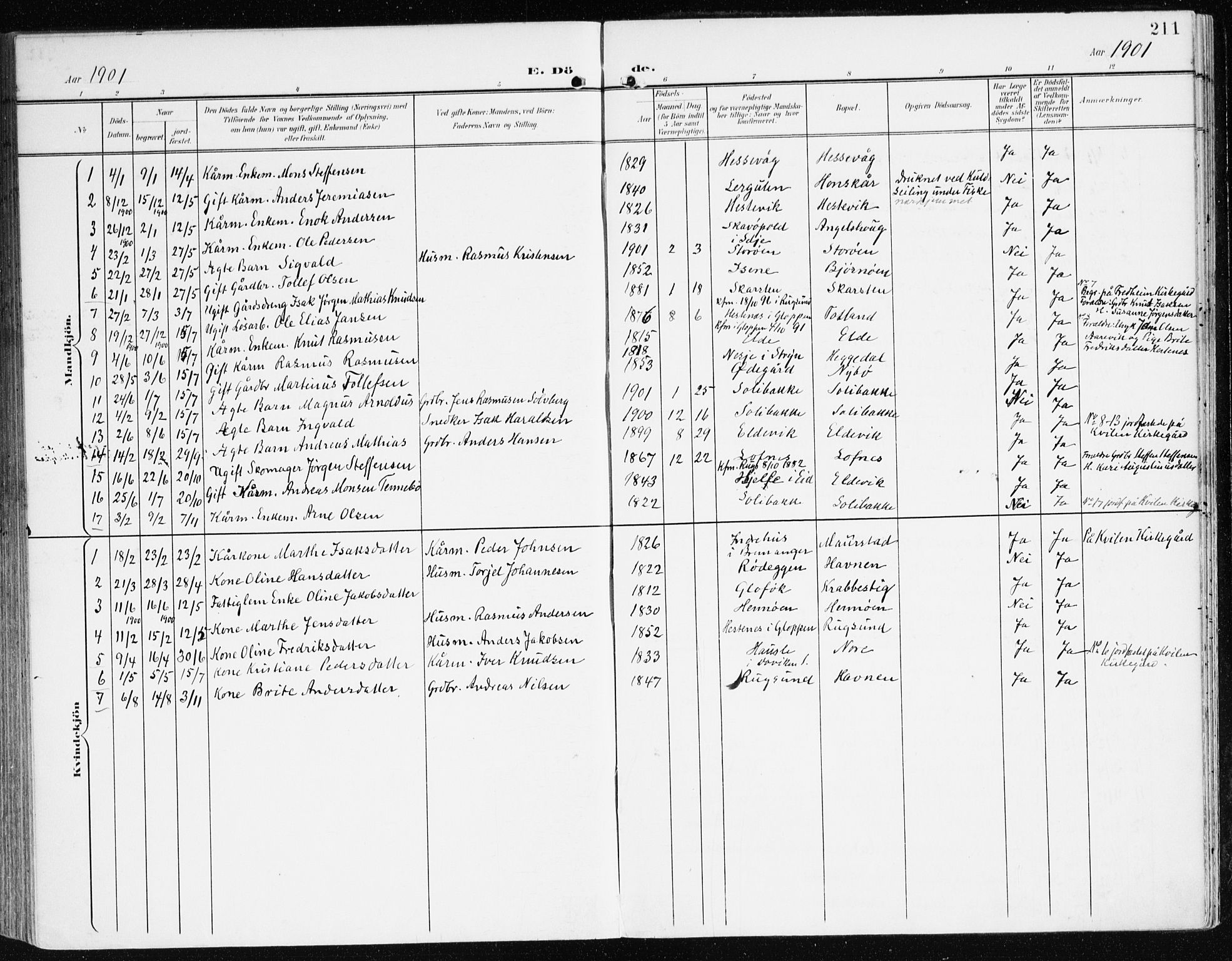 Davik sokneprestembete, AV/SAB-A-79701/H/Haa/Haad/L0002: Parish register (official) no. D 2, 1901-1930, p. 211