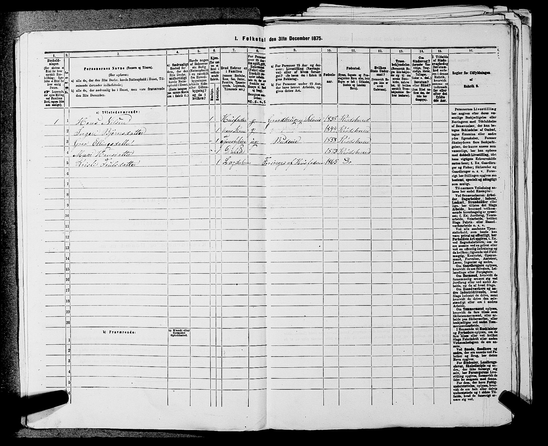 SAKO, 1875 census for 0621P Sigdal, 1875, p. 1484