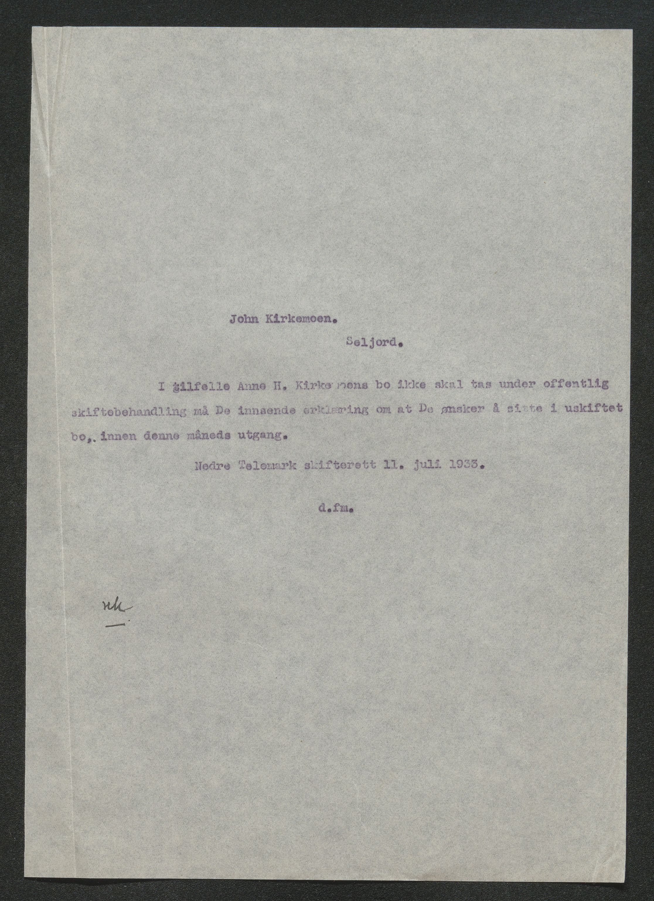 Nedre Telemark sorenskriveri, SAKO/A-135/H/Ha/Hab/L0008: Dødsfallsfortegnelser
, 1931-1935, p. 821