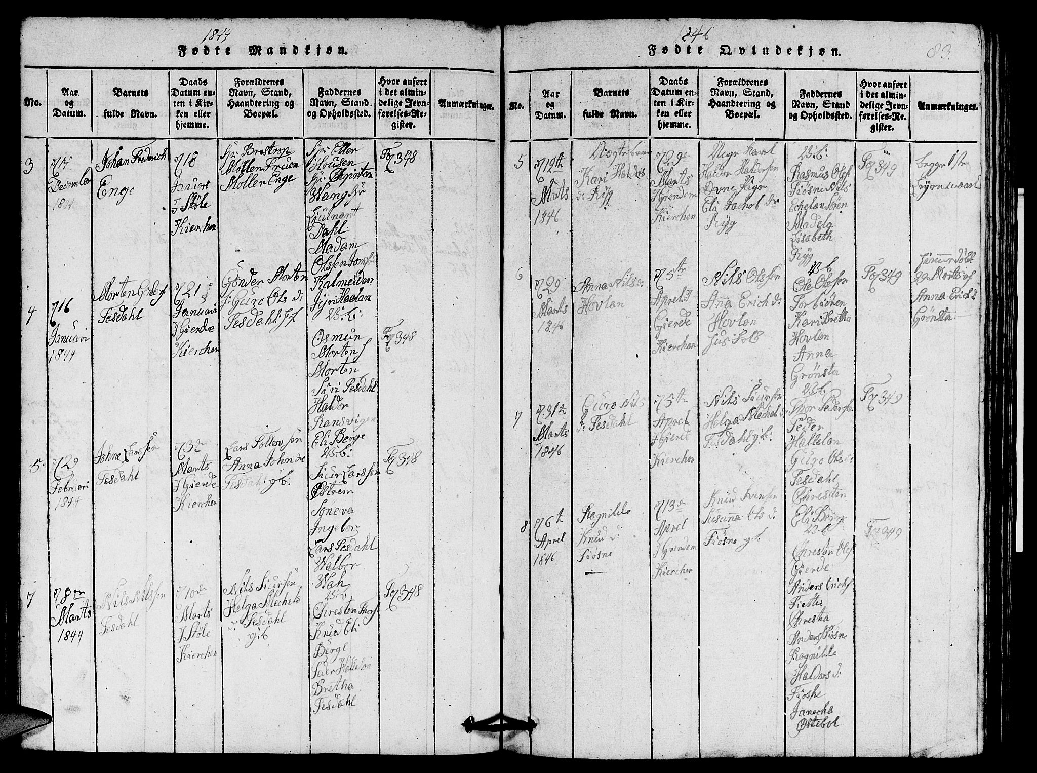 Etne sokneprestembete, SAB/A-75001/H/Hab: Parish register (copy) no. A 1, 1815-1849, p. 83