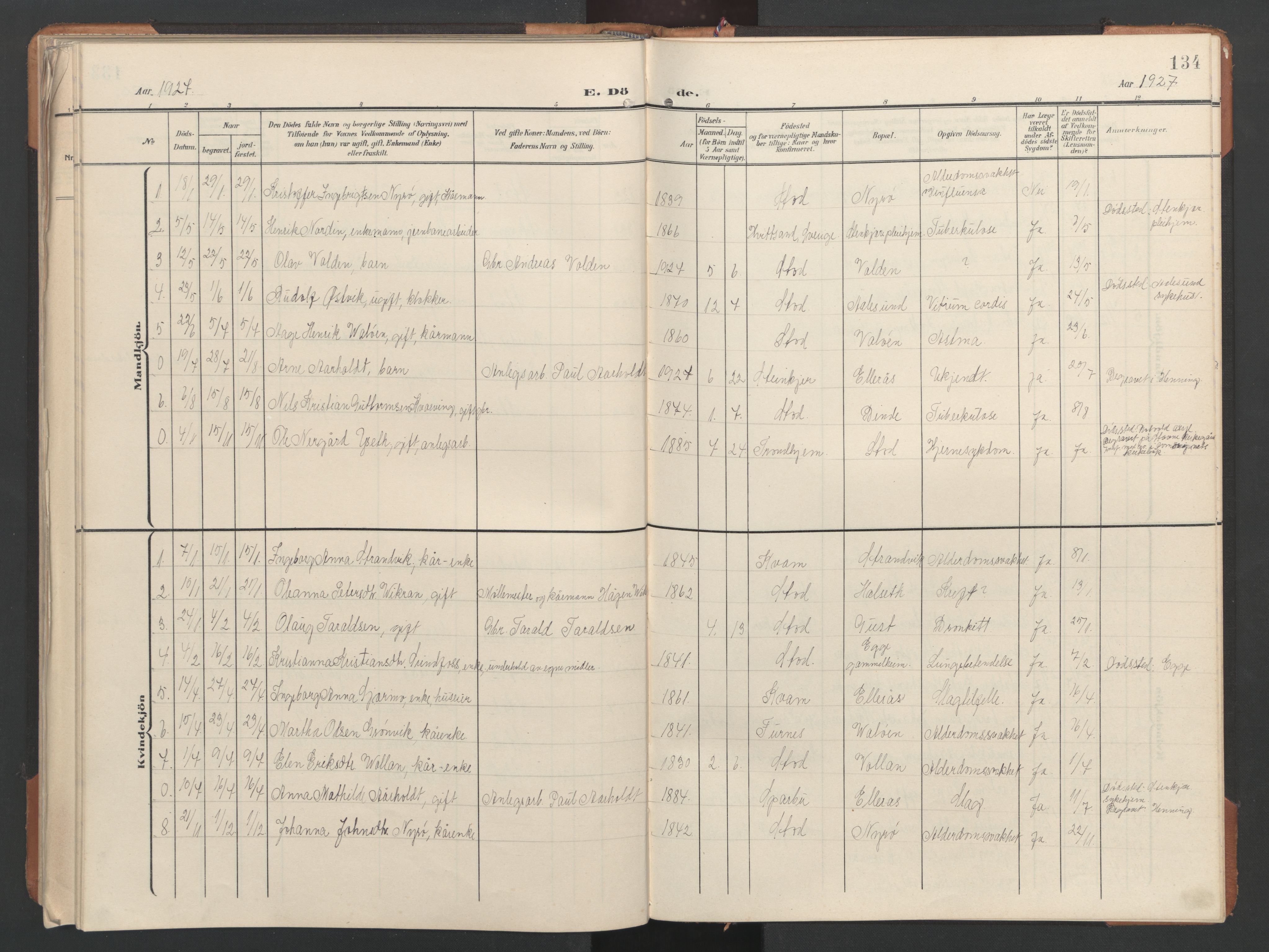 Ministerialprotokoller, klokkerbøker og fødselsregistre - Nord-Trøndelag, AV/SAT-A-1458/746/L0455: Parish register (copy) no. 746C01, 1908-1933, p. 134