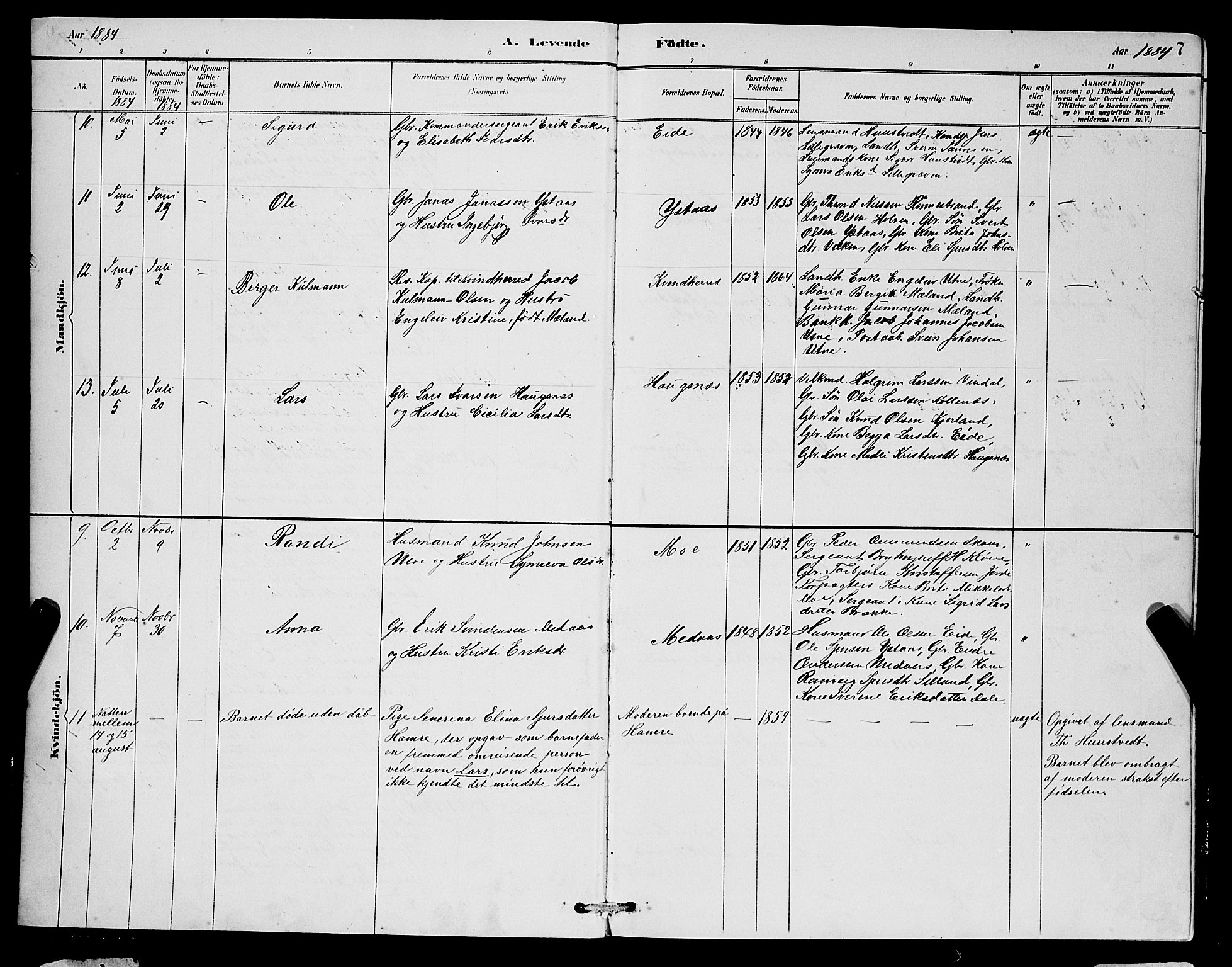 Ulvik sokneprestembete, SAB/A-78801/H/Hab: Parish register (copy) no. B 3, 1884-1901, p. 7