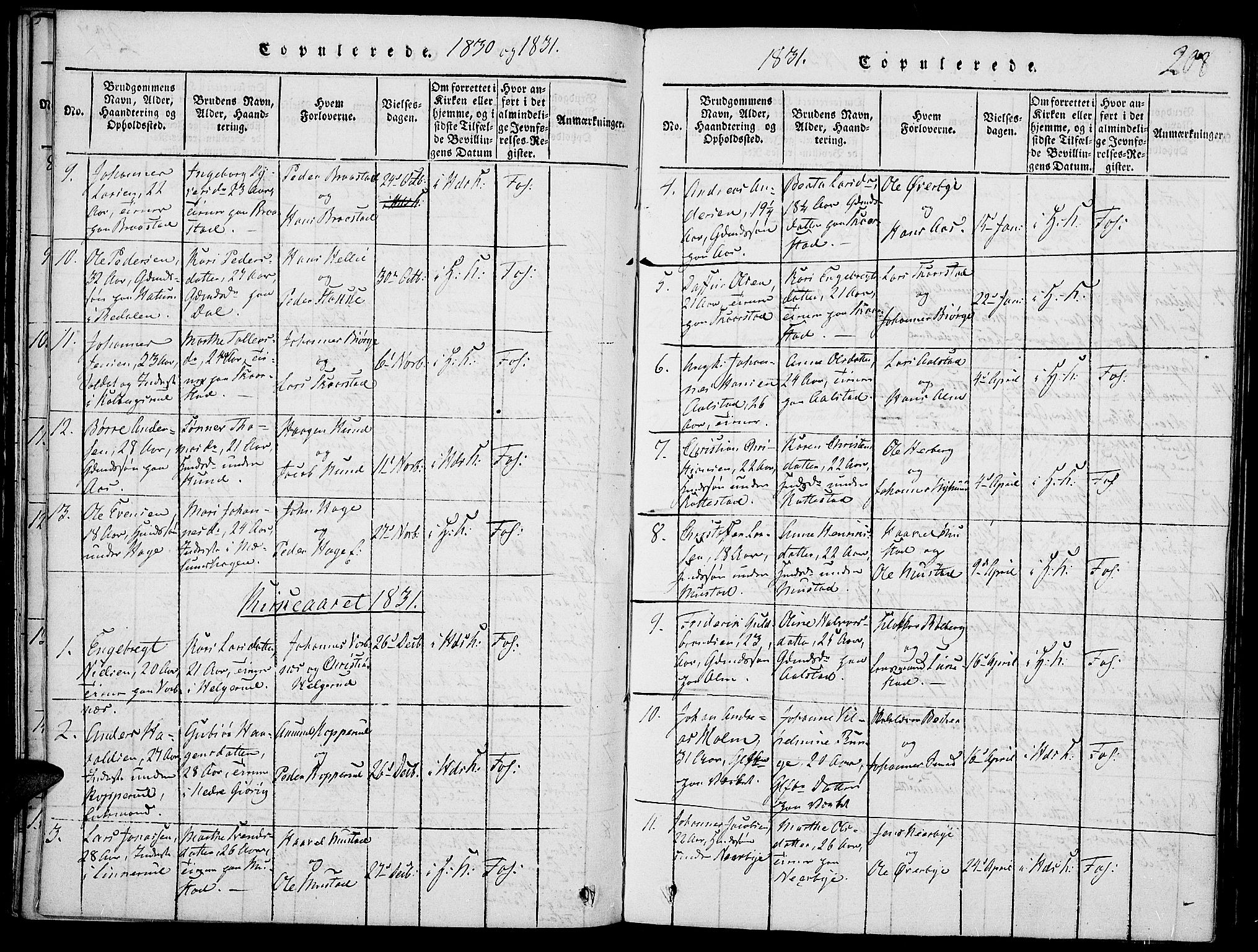 Vardal prestekontor, SAH/PREST-100/H/Ha/Haa/L0004: Parish register (official) no. 4, 1814-1831, p. 208